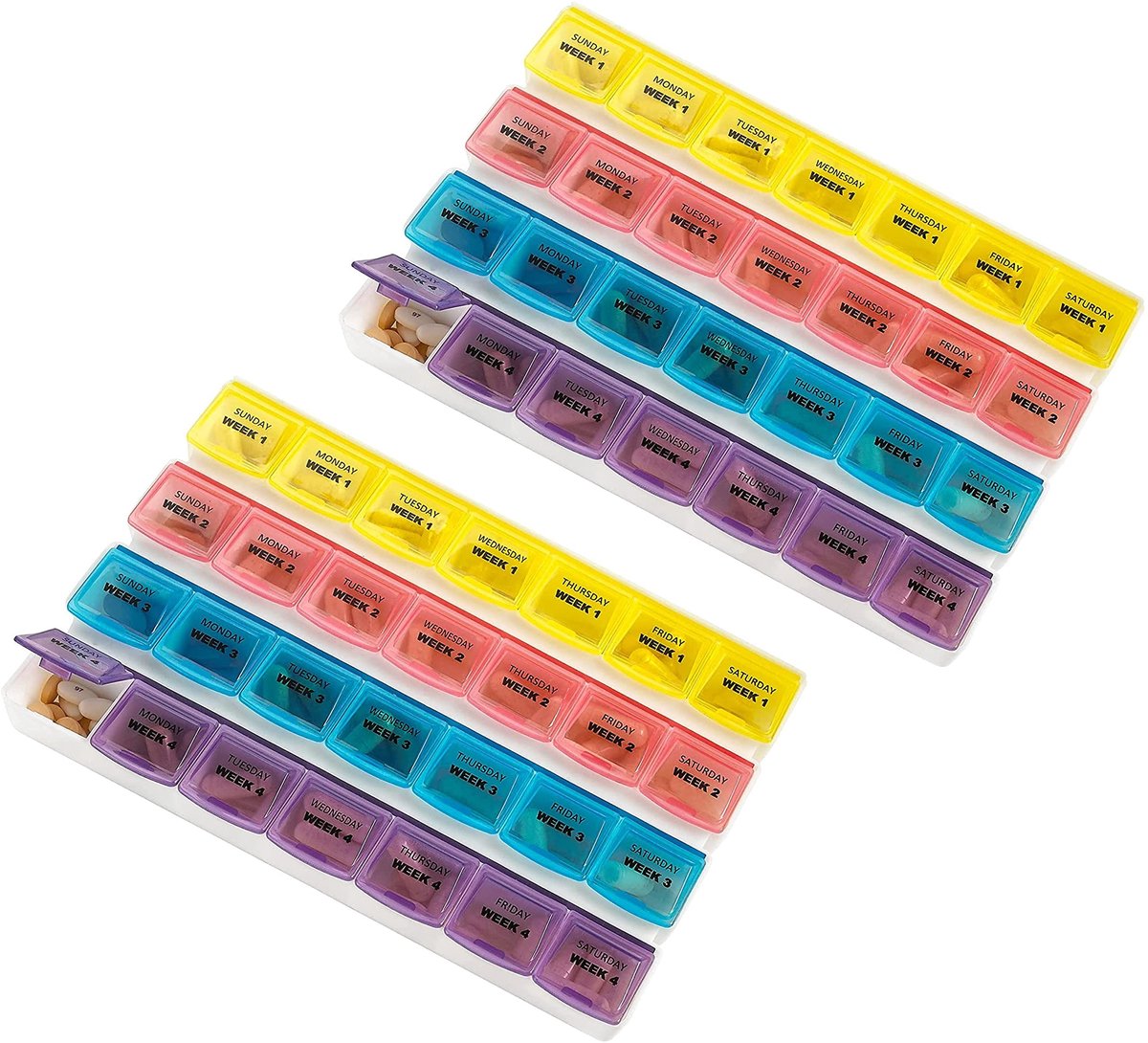 Dailygoods - Maandelijkse Pillendoosjes - 28 Dagen Planner voor Medicatie en Vitamines