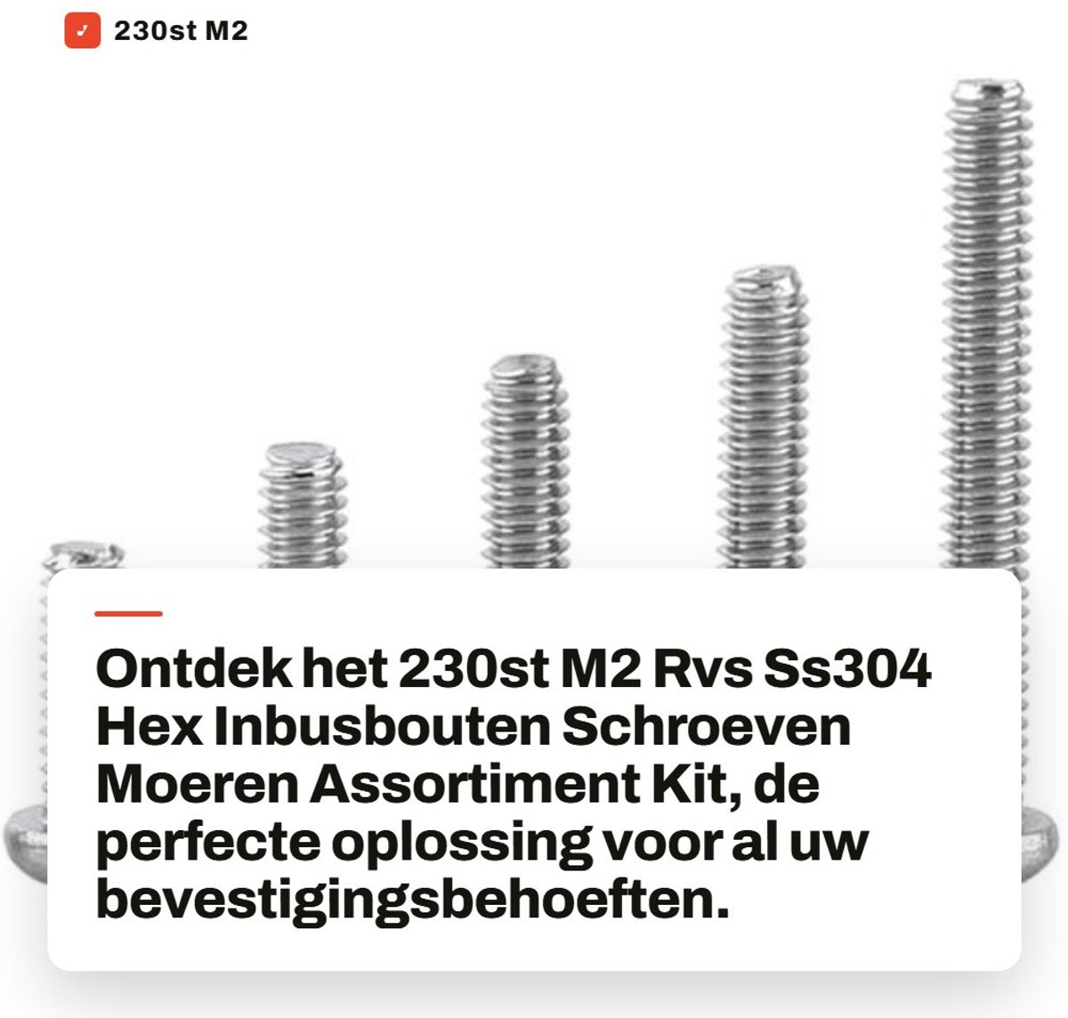 Dailygoods- Inbusbouten Assortiment 230st - RVS 304 - Binnenzeskant - Bevestigingscomponenten - Corrosieweerstand - Opbergdoos - Schroeven