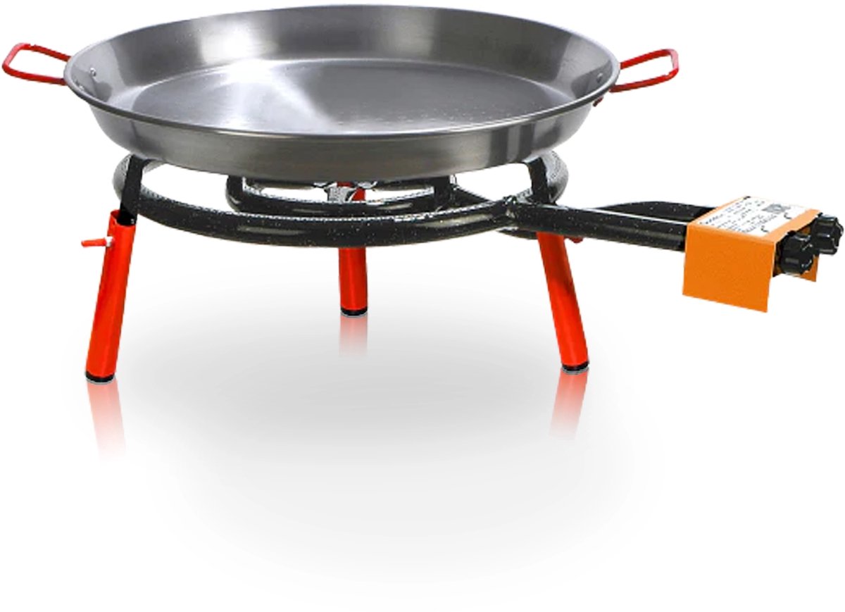 Le Pratique | "Garcima Valencia" Paellapan (46cm) & 2 pits Gasbrander (40cm) | Complete Set | Tafelmodel | Geschikt voor max. 12 personen | CE-gecertificeerd | Made in Spain