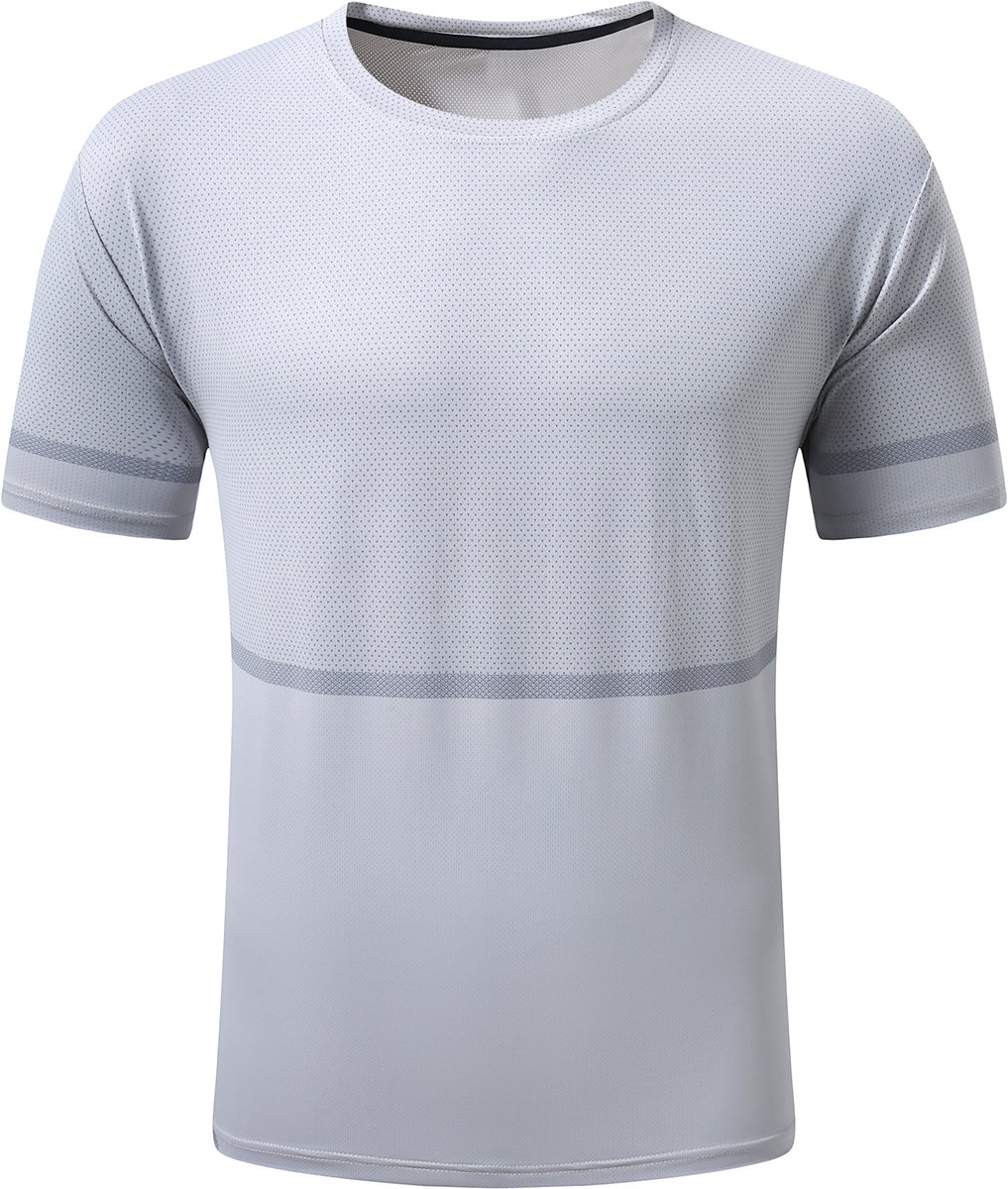 YOUTHUP Heren Casual Tweekleurig Kort T-Shirt Ronde Hals Comfort Ademend 2XL Grijs