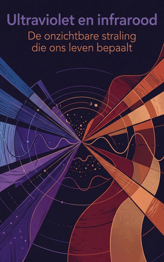 Illustration abstraite de lumière ultraviolette et infrarouge. Des rayons violets et bleus convergent avec des rayons orange et rouges.