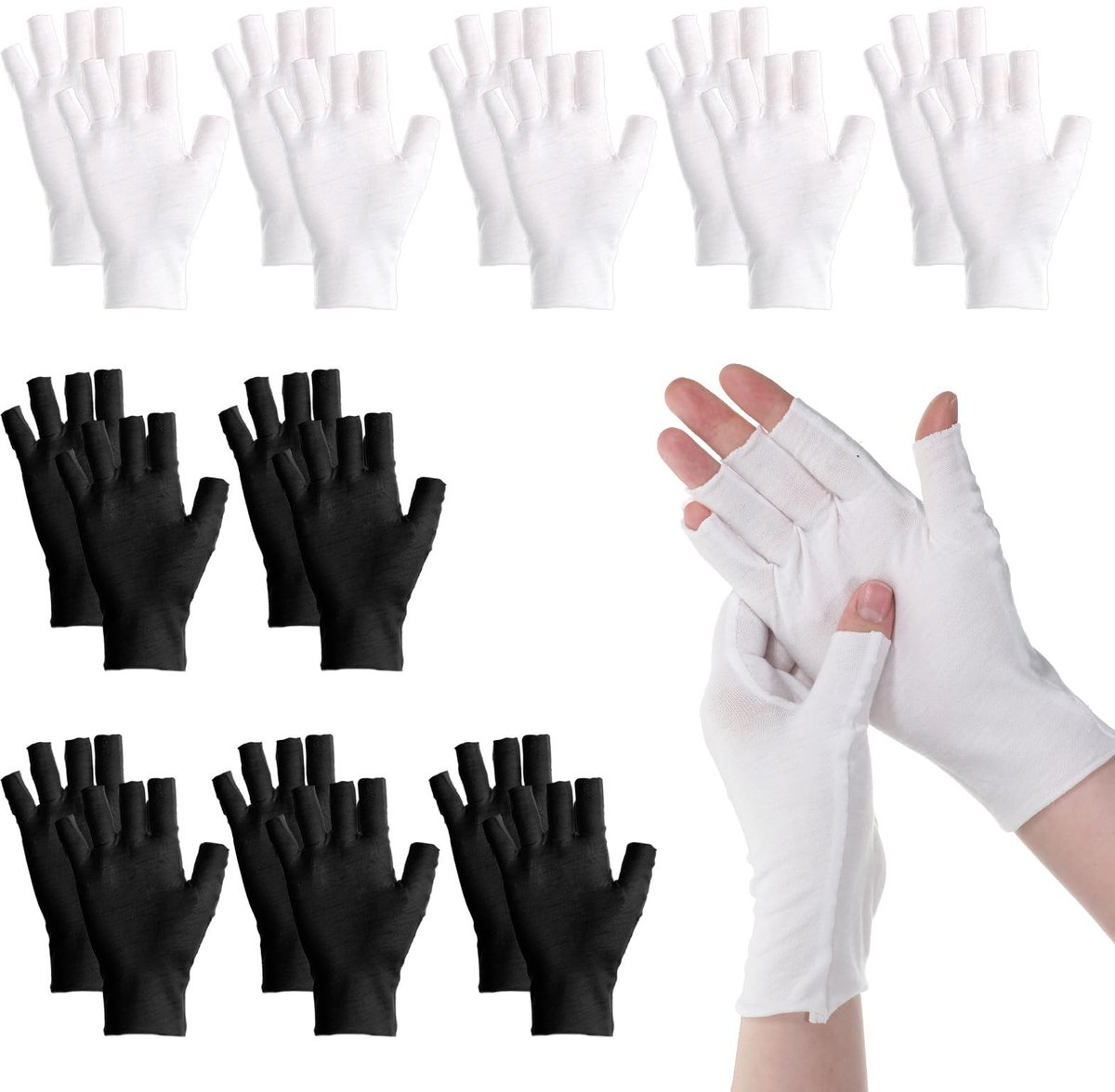 Dailygoods- Vingerloze Handschoenen - 10 Paar Katoen/Polyester - Touchscreen - Dunne Handschoenen - Vochtinbrengend - 17 x 12 cm - Vochtinbrengende Handschoenen