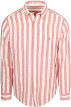 Gant Cotton Linen Overhemd Streep Roze - Maat M - Heren - Overhemden Casual
