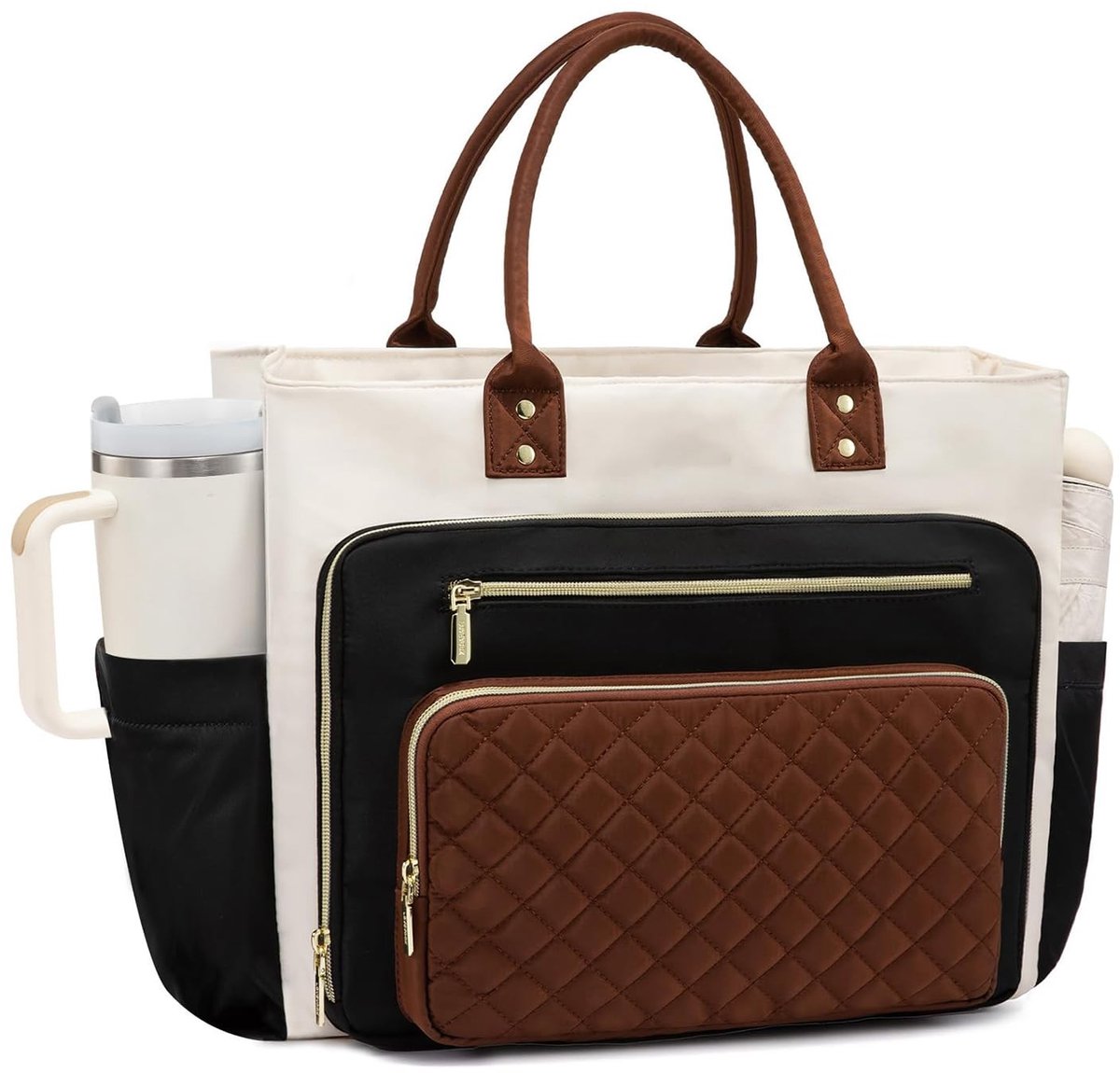 Dailygoods- Lerarentas 15,6 inch - Grote Waterdichte Werktas - Nylon Laptoptas - Organisatie met 5 Binnenvakken - Inclusief Bekerhouder - Lichtgewicht 0,66 kg