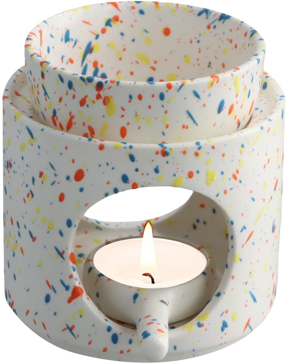 Solidchoice - Volumoon Keramische geurlamp, etherische oliebrander, afneembare kom, kaarsendiffuser met kaarshouder, brander voor etherische oliën voor meditatie, woondecoratie, cadeau