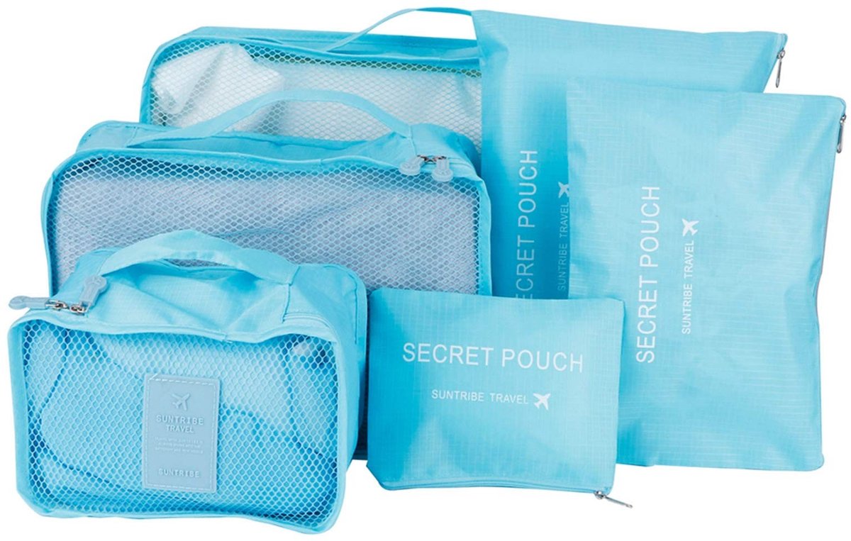 Solidchoice- Reistassen 6 Stuks - Multifunctionele Opbergtas - Kleding Sorteren - Ruimtebesparing - Nylon Doek - Afmetingen 36 x 27 cm - Opbergzakken