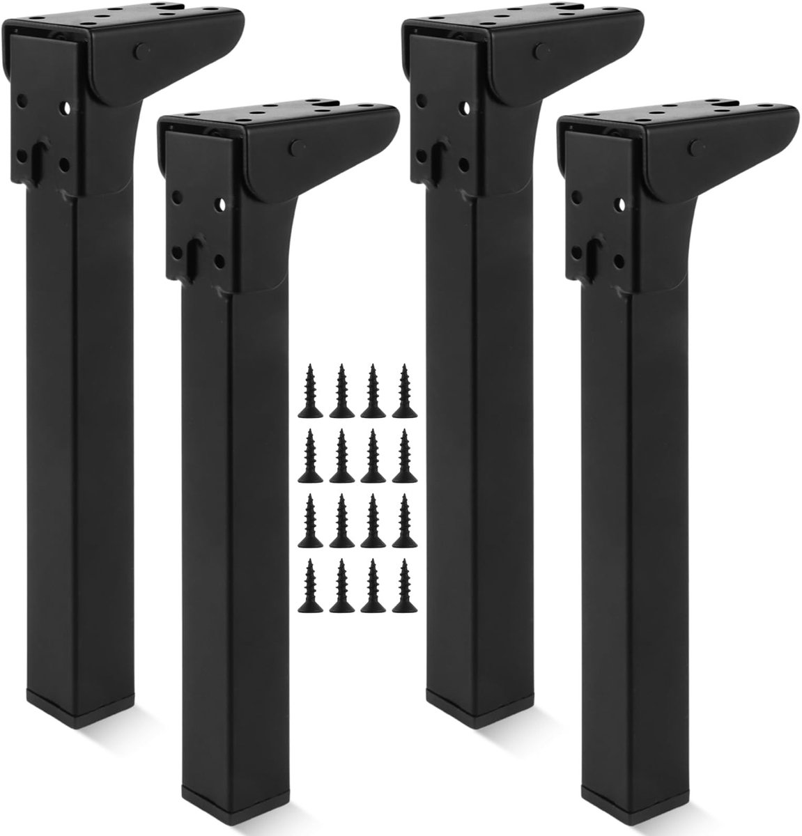 Solidchoice - Set van 4 Inklapbare Tafelpoten - Meubelpoten - Ideaal voor Tafel en Bed - Zwart 25 cm - Met Voetensteun - Geschikt voor Meubels