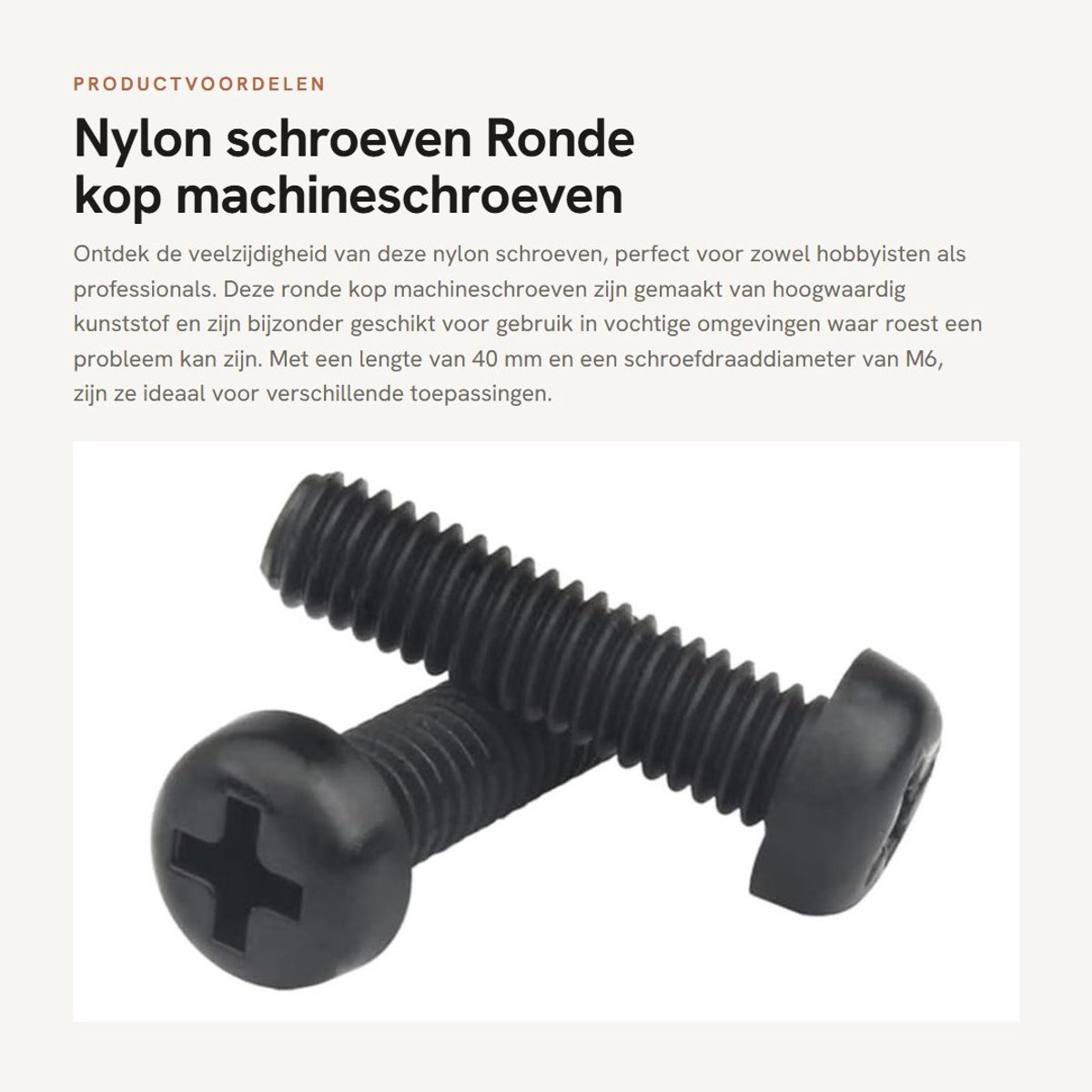 Solidchoice - Nylon schroeven - Ronde kop machineschroeven - 30 stuks zwart - M6x40mm - Kunststof schroeven - Ideaal voor diverse toepassingen - Voor h...