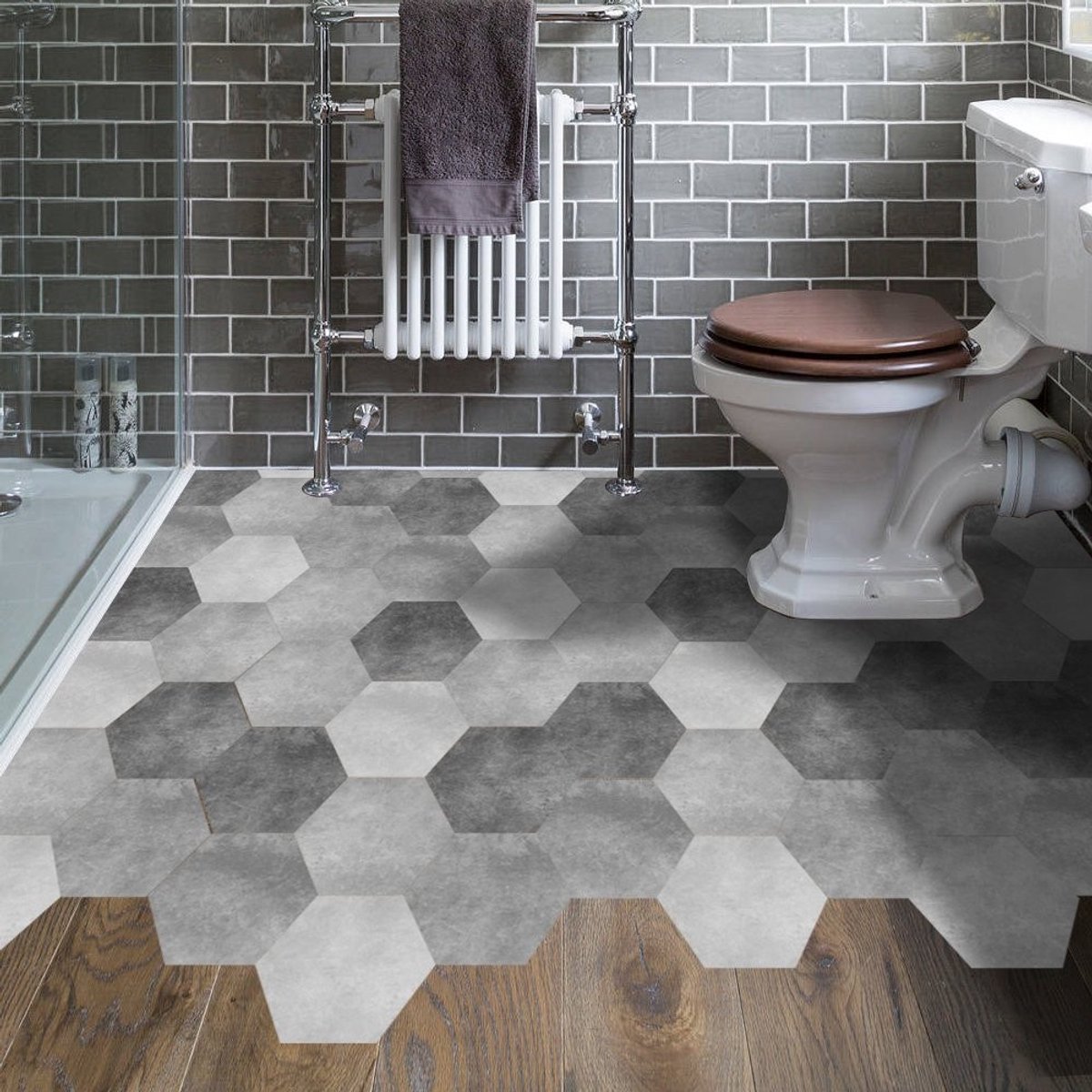 Solidchoice- Vloertegel - Waterdicht - Antislip - PVC Sticker - Set van 10 - Geschikt voor woonkamer/badkamer - Eenvoudig aan te brengen - Vloersticker