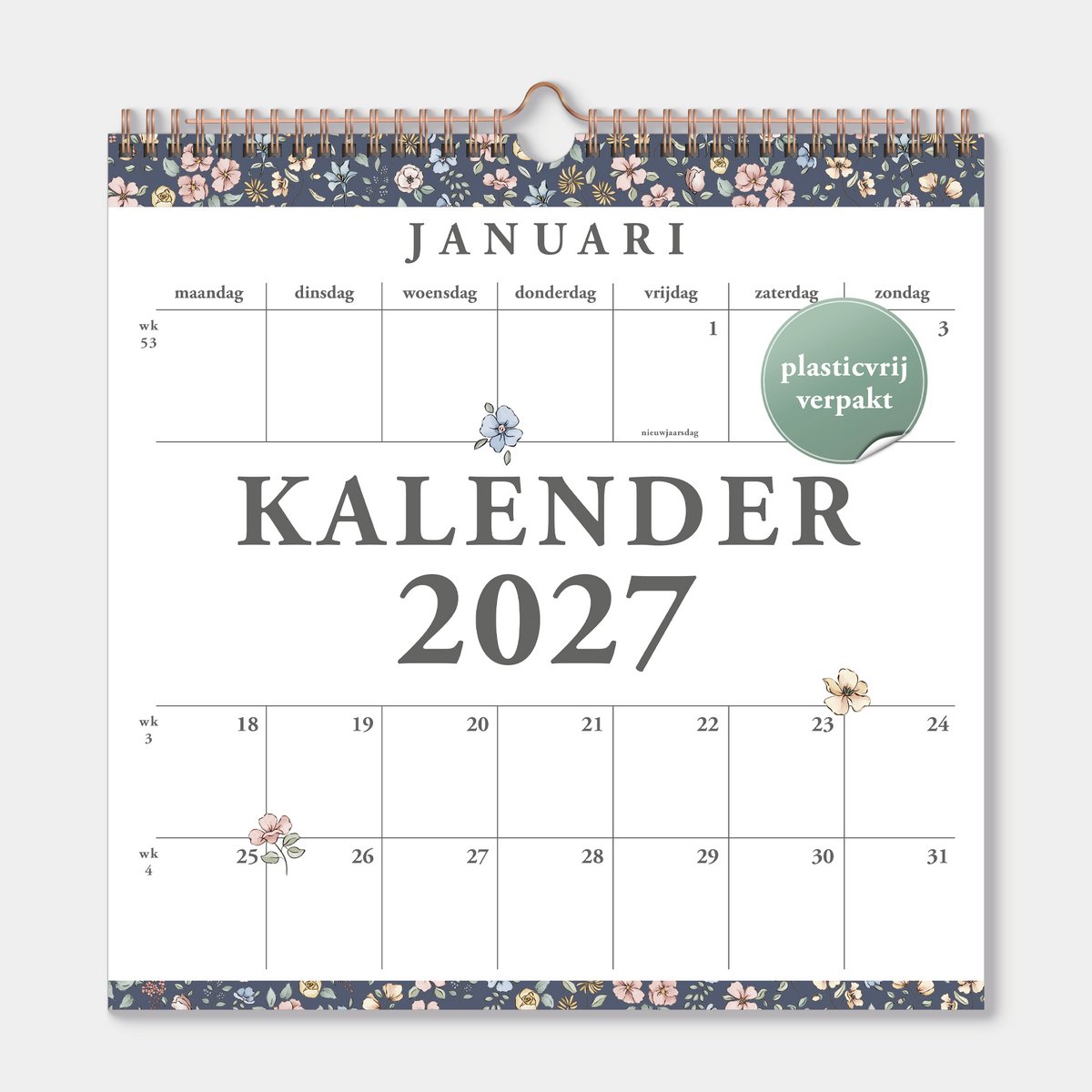 Hobbit - Jaarkalender 2027 - Maandplanner - 30x30cm - Bloem Klein
