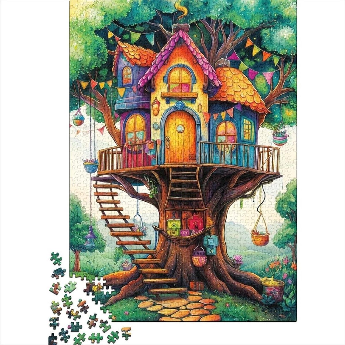 Papier Puzzel - Volwassen Legpuzzel - Ontspanning Thuis - Gedetailleerd Motief - 1000 Stukjes - Kleurrijk