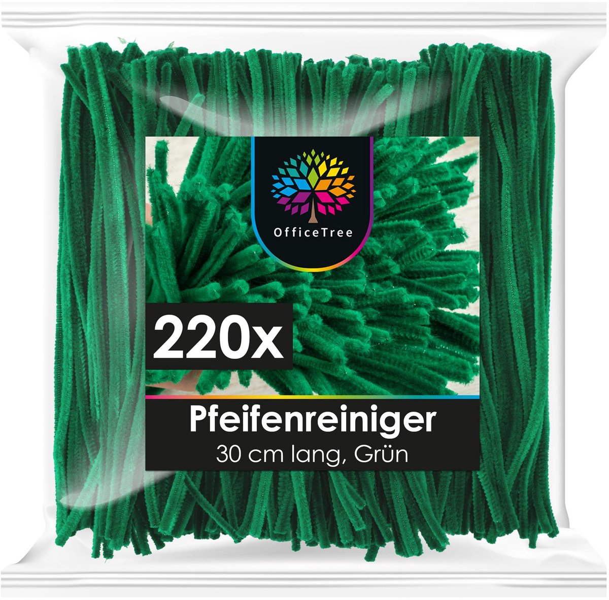 OfficeTree Pijpenragers 220-delig groen colors - Knutselset - Knutselkoffer - Knutselspullen Kinderen - Knutselpakketten