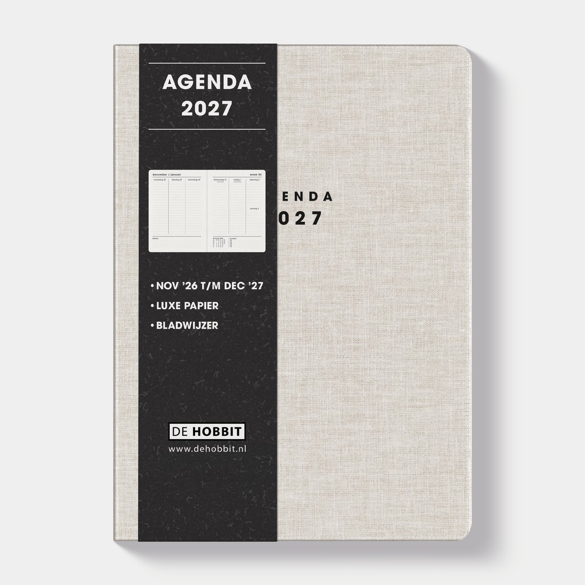 Hobbit - A5 Agenda 2027 - A5 (14,8 x 21 cm) - 1 week op 2 pagina's - Agenda A5 - Flex Kaft - Linnen