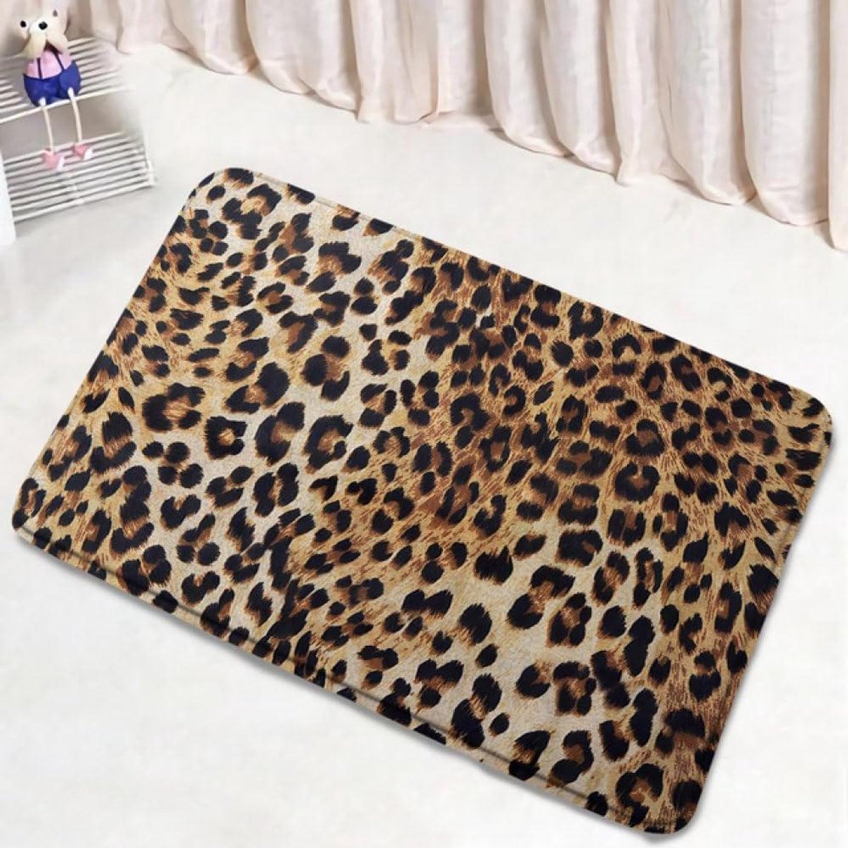 Badmat Set - Toilet Decor - Badkamer Aankleden - Dierenprint Patroon - 45x75cm - Bruin