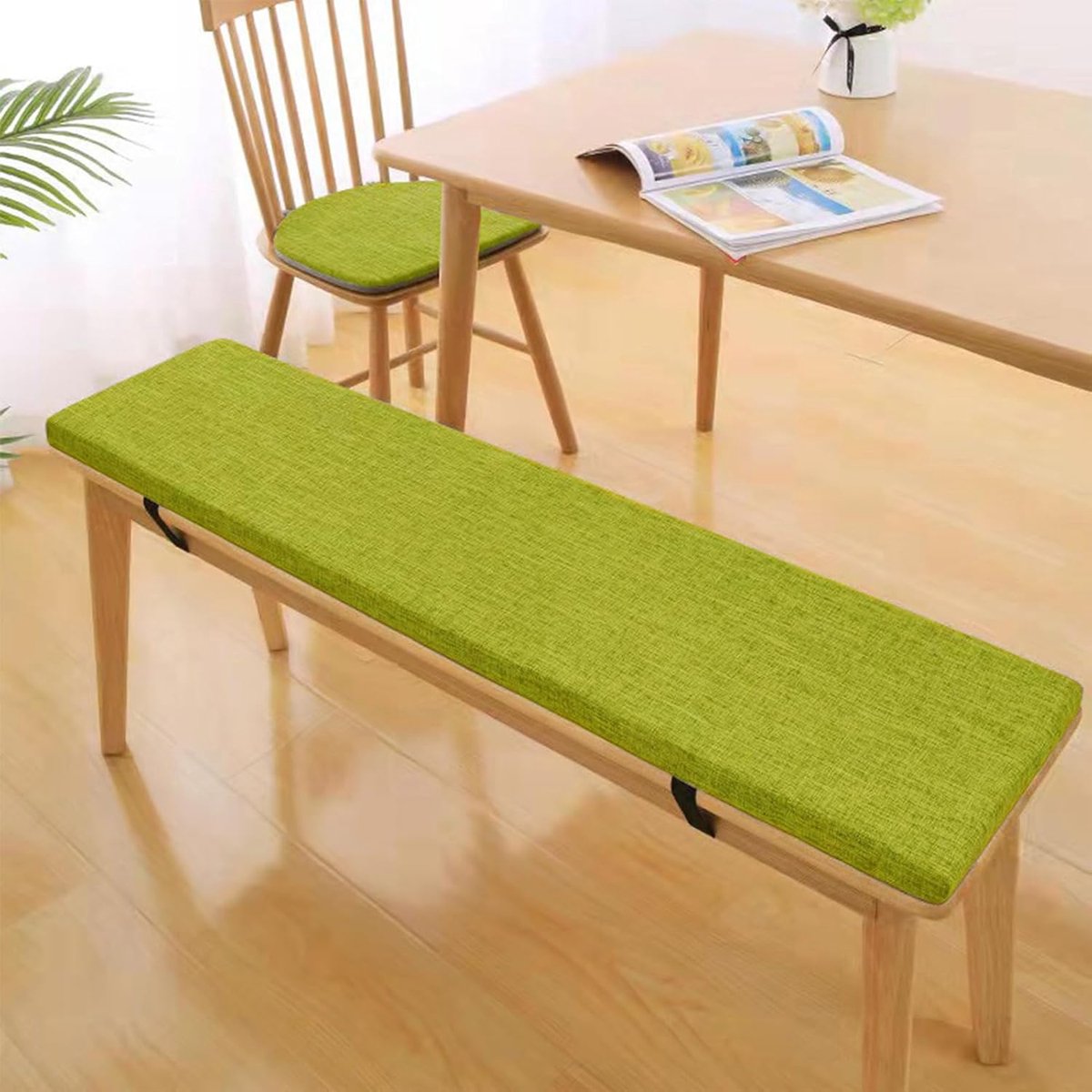 Zitkussen Bank - Tuinkussen - Buiten Zitten - 5cm Dik Schuim - 150x45cm - Gras Groen