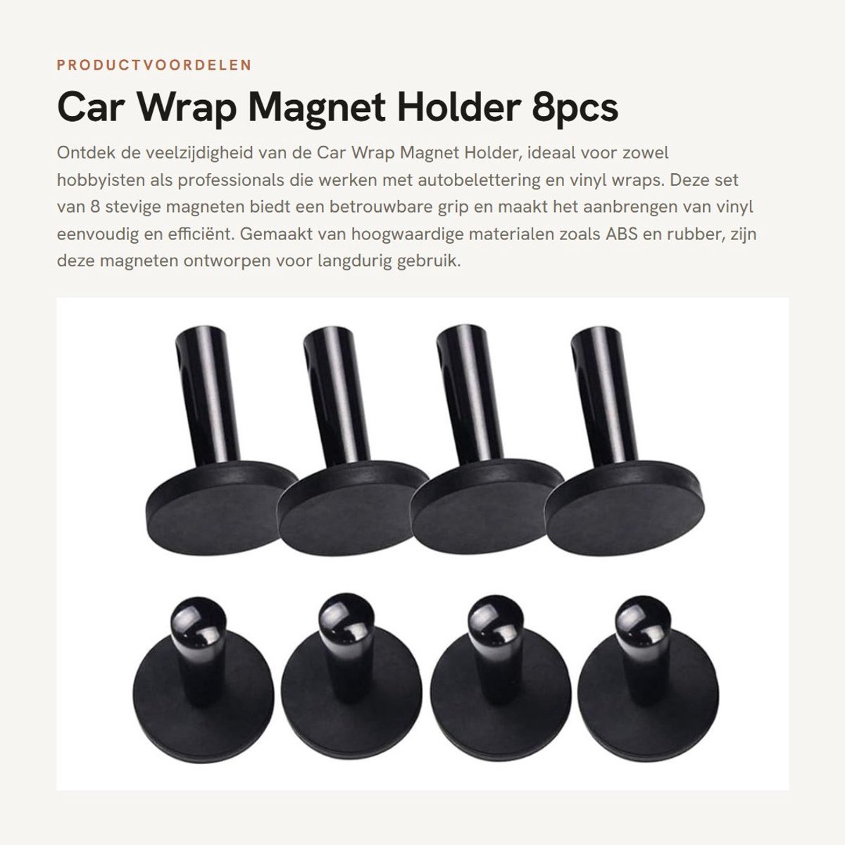 Dailygoods- Magneten 8 Stuks - Auto Vinyl Wrap Houder - ABS/Rubber - 6,5 cm x 4,2 cm - Sterke Magneten - Creatieve Tools