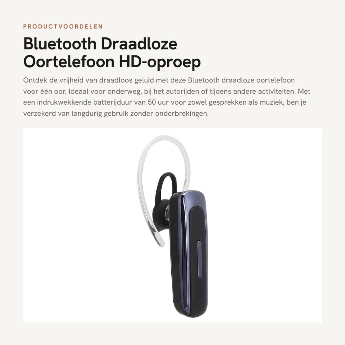 Dailygoods - Bluetooth Draadloze Oortelefoon - HD-oproep met Ruisonderdrukking - Comfortabel Draagbaar - Geschikt voor Autorijden - Multifunctioneel -...