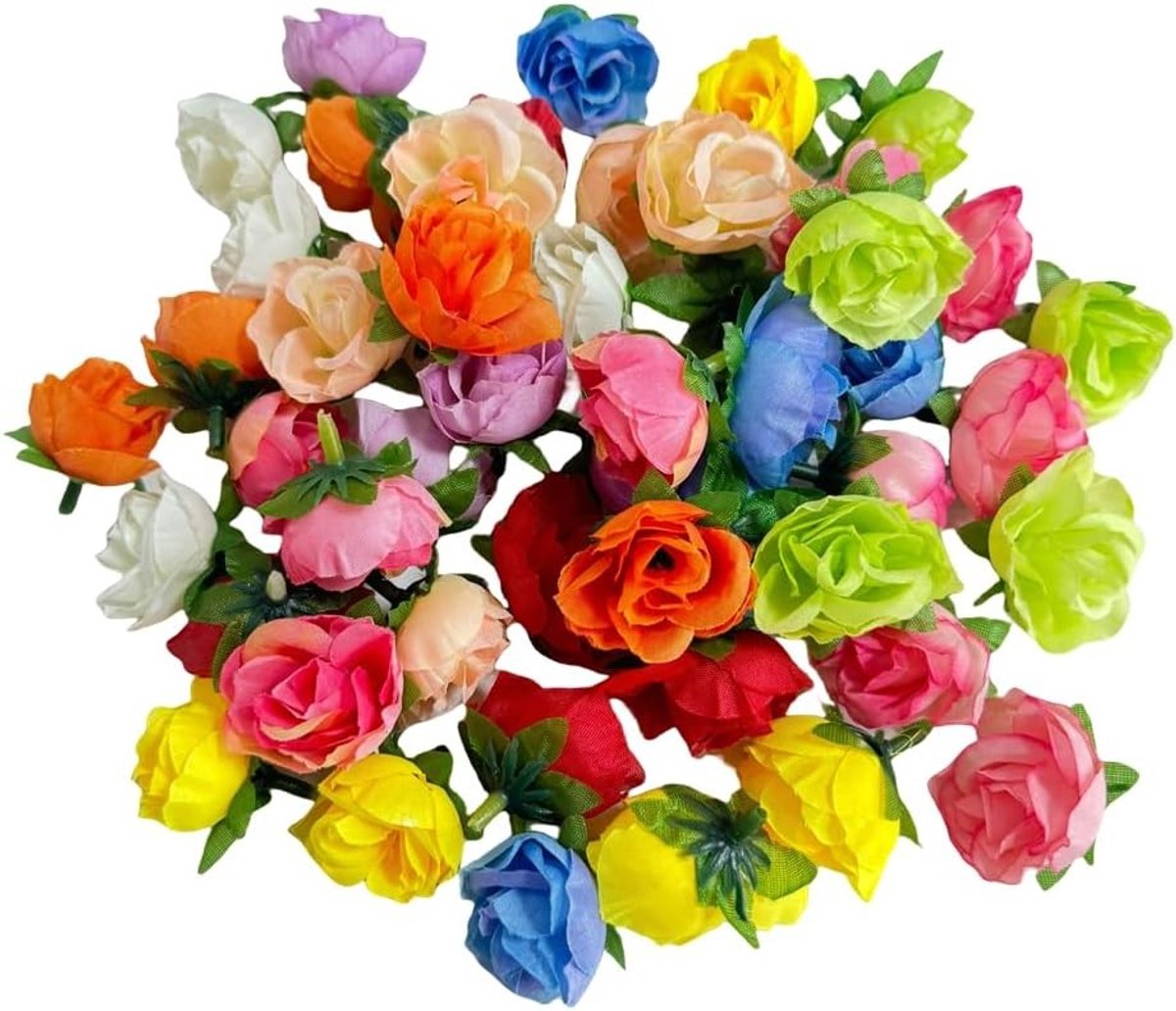 Kunstmatige Mini Rozenhoofden, 40mm Zijde Rozen voor Vazen, Bruiloft Decoratie en Herfstversiering, Set van 50 Stuks