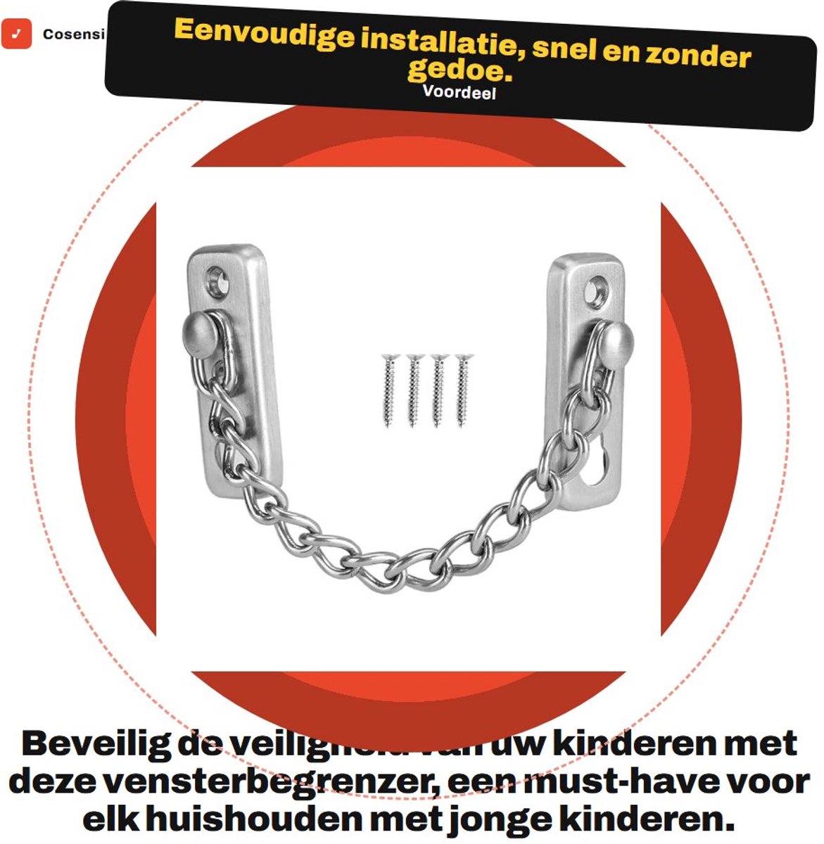 Dailygoods- Vensterbegrenzer met slot - Raambeveiliging kind - Diefstalbeveiliging - Raamgrendel - Roestvrij staal - Eenvoudig te monteren