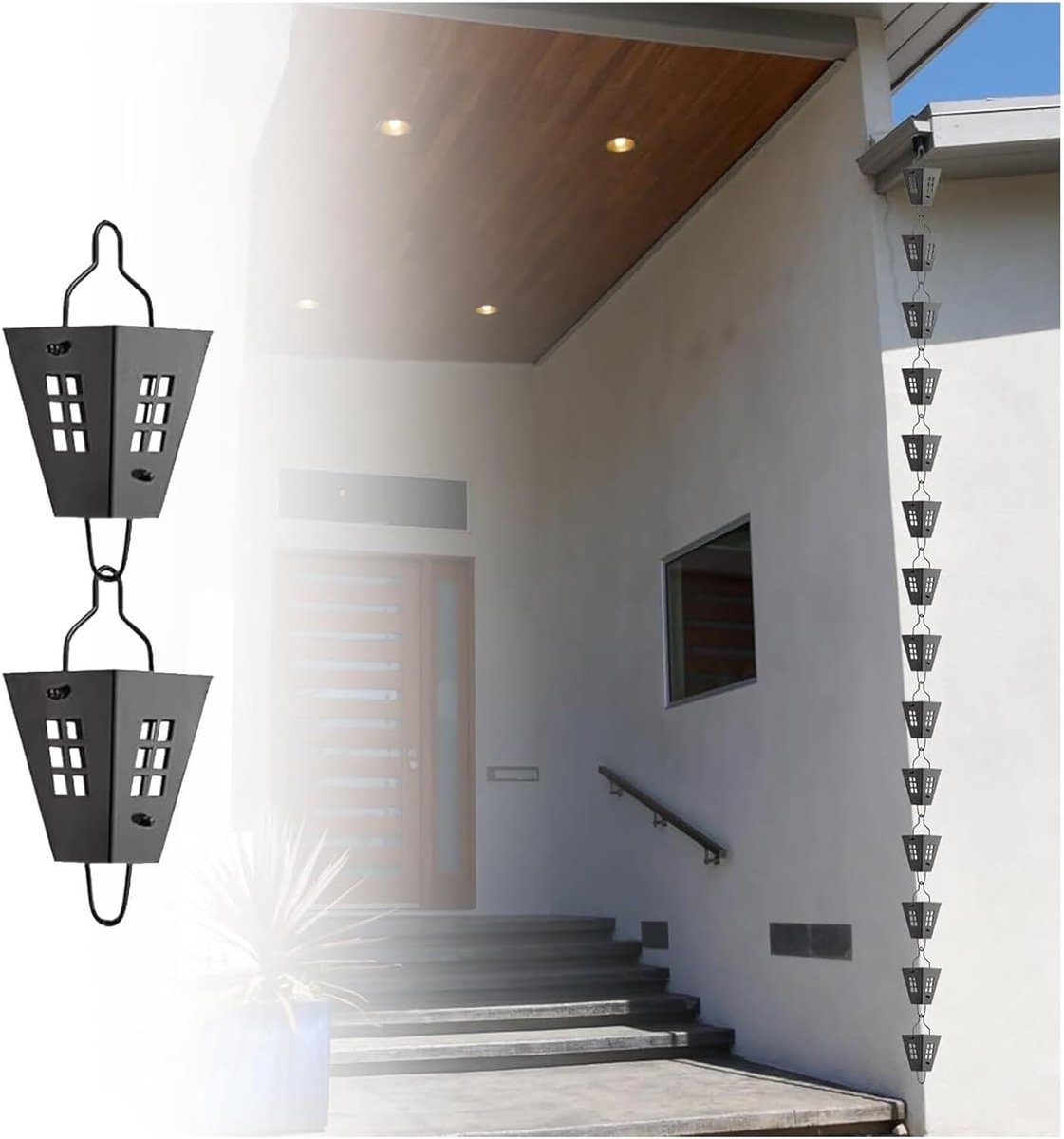 Regenketting - Waterafleider Tuin - Decoratief Waterbeheer - Verstelbare Lengte - 1 Meter - Zwart
