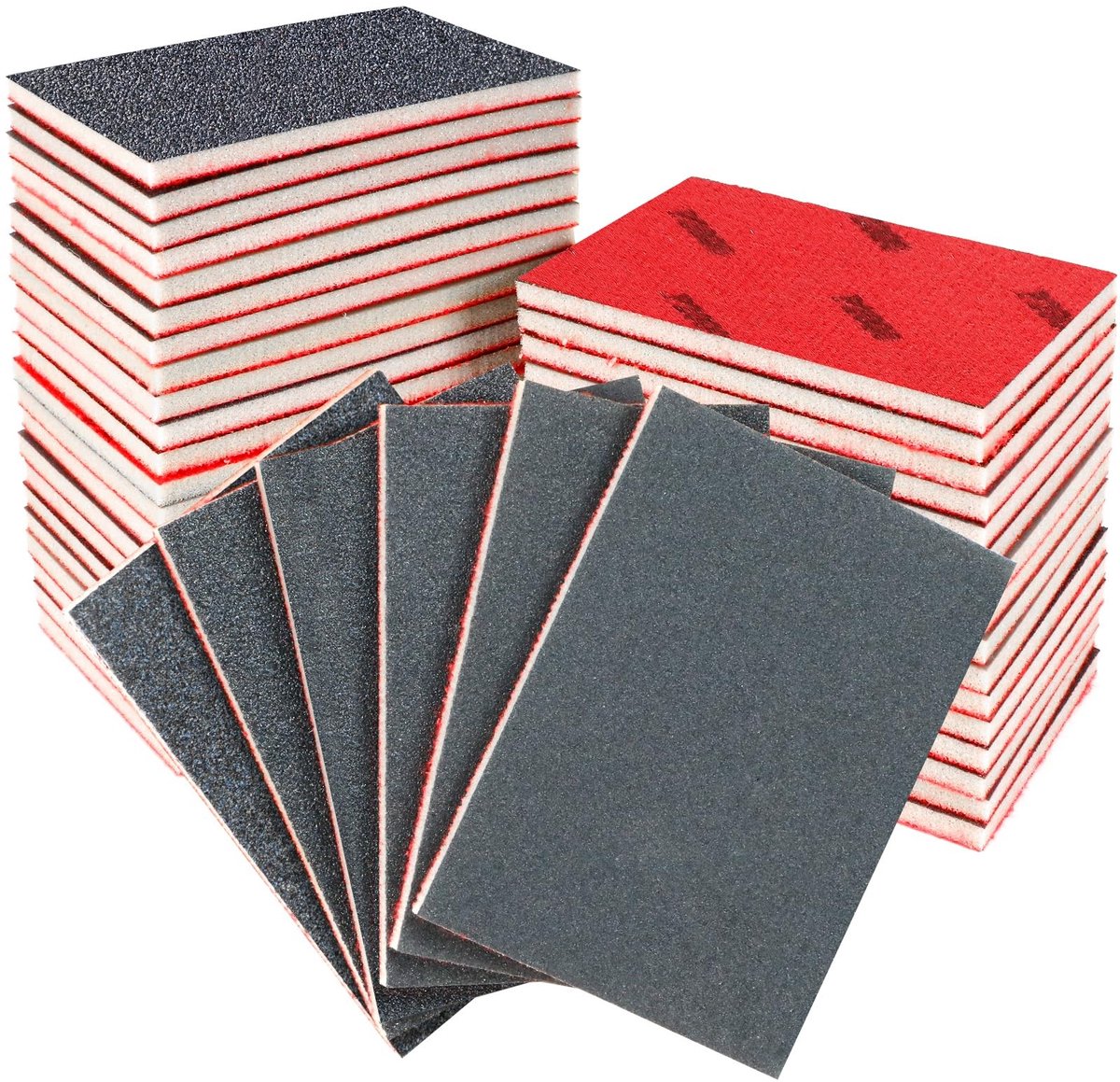 Dailygoods- Schuursponsset 36 Stuks - Aluminiumoxide - Korrel 60/80/120/220/320/400 - Flexibel Schuurpapierblok - Wasbaar en Herbruikbaar - Ideaal voor Hout en Metaal - Schuurpapier