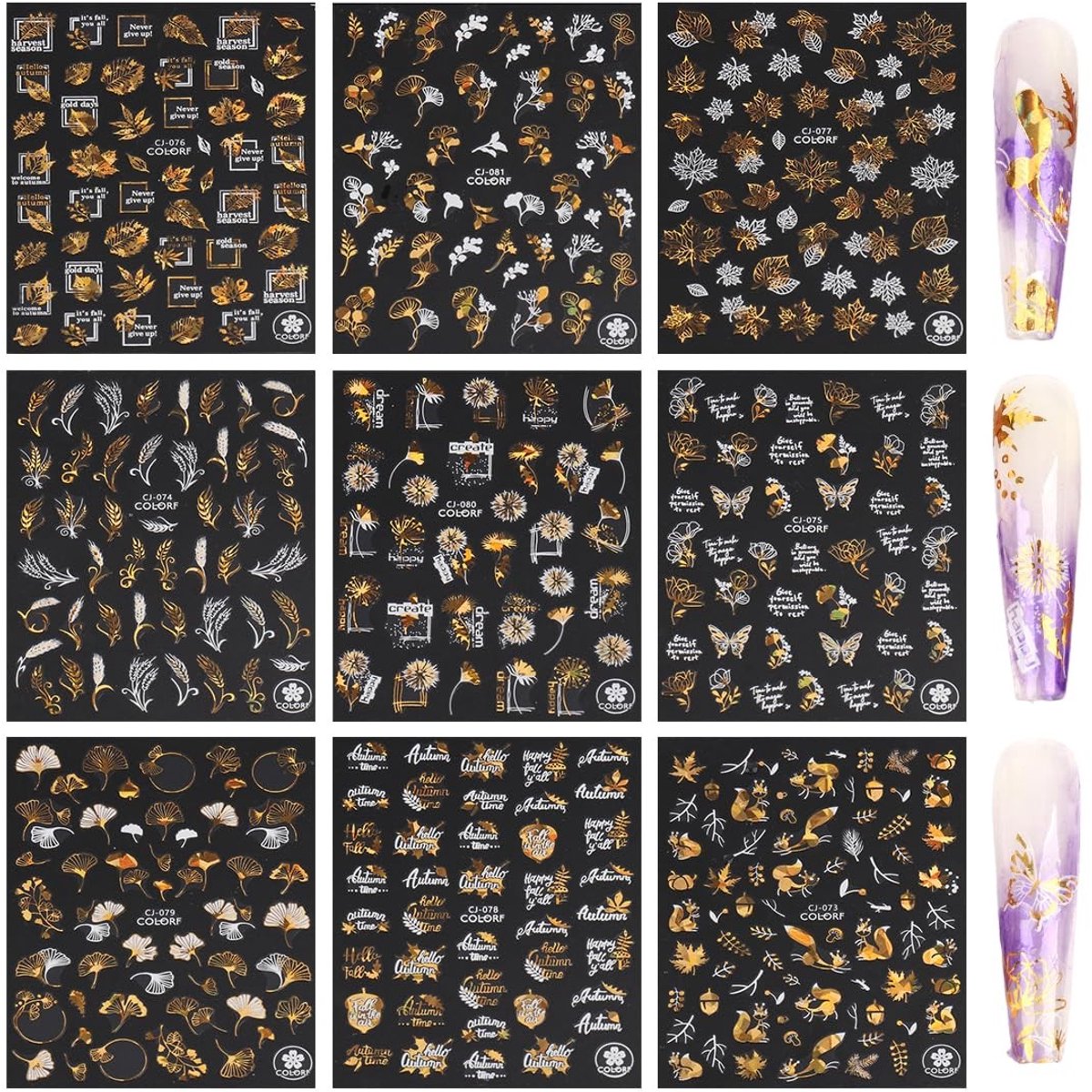 Dailygoods - 9 Vellen Herfstbladeren Nagelstickers - Zelfklevende Nail Art