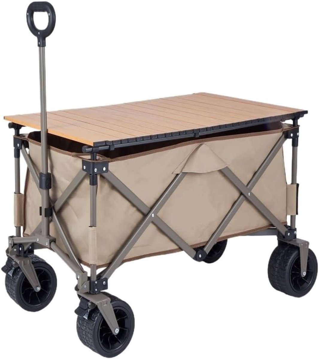 Opvouwbare Kampeerwagen - Buitenkar - Kamperen en Picknicken - Terreinwielen - 80-150 kg Laadvermogen - Zwart