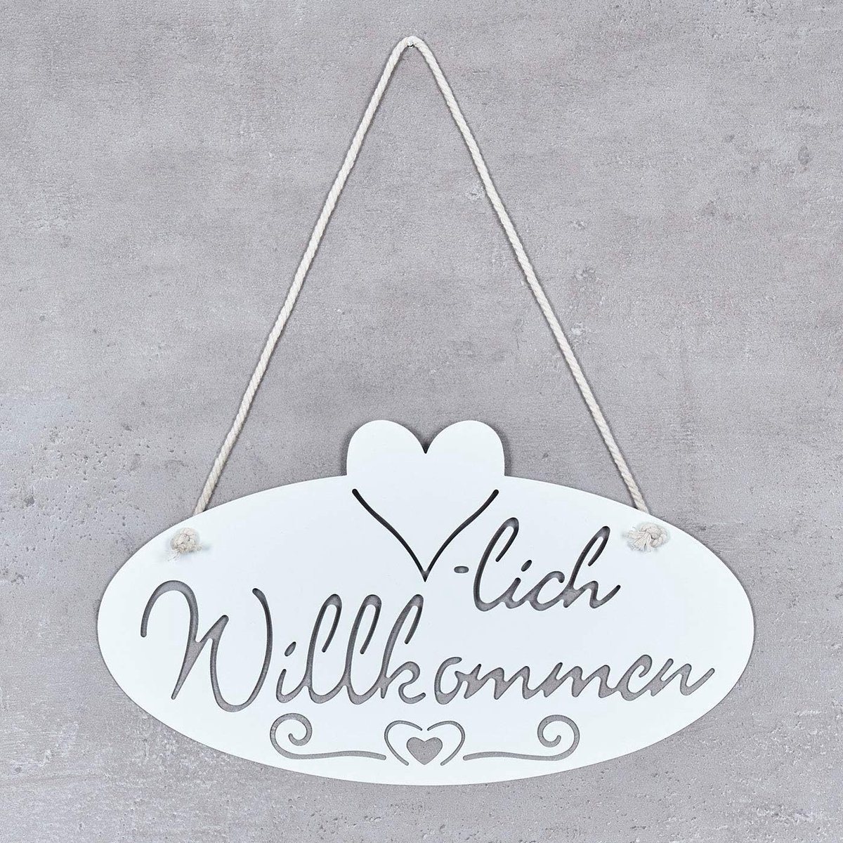levandeo Bord welkom hart 28,5x16cm tuindecoratie wit deurbord muurschildering muurbord