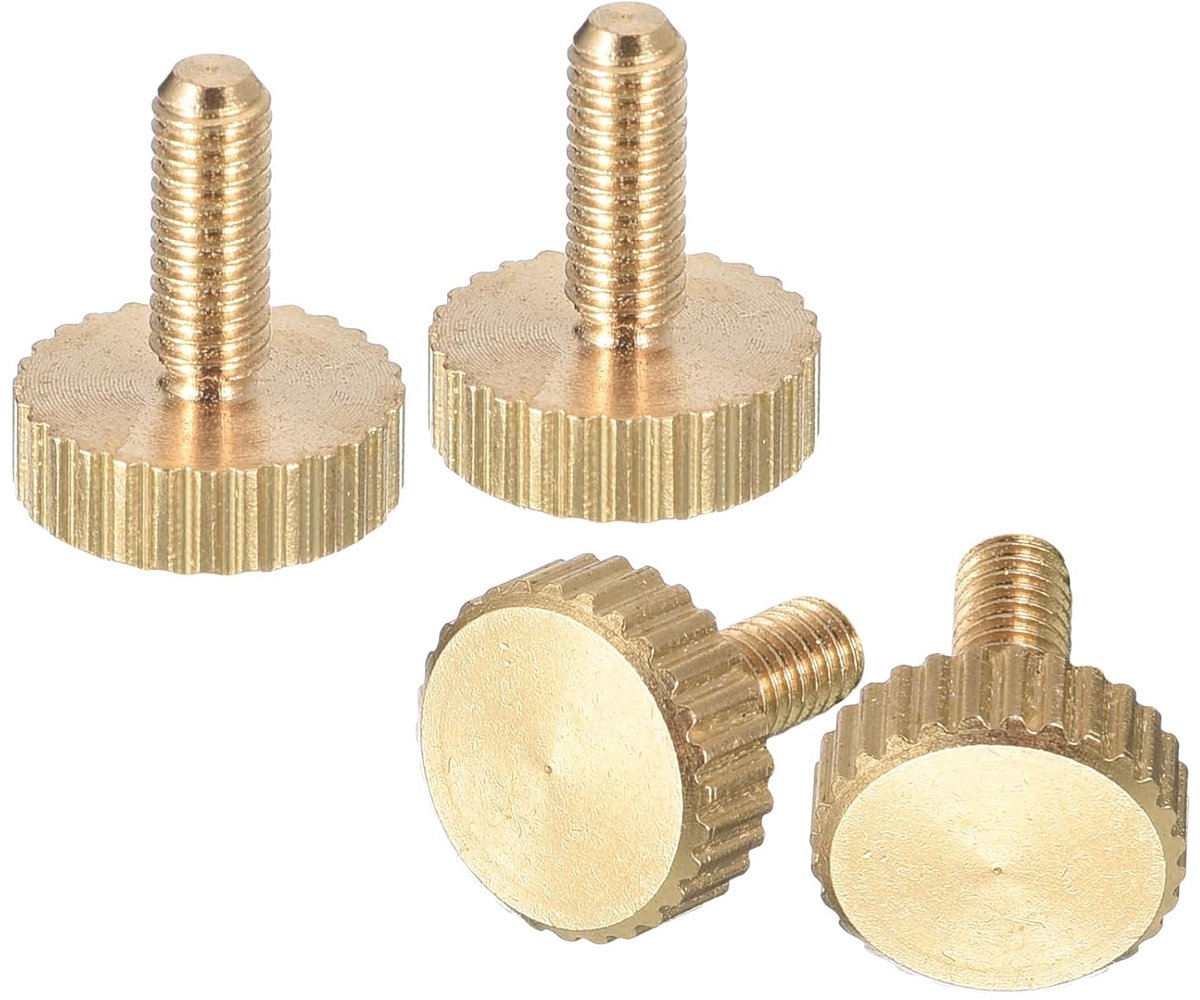 M3 x 8 mm duimschroeven, 4 stuks platte duimschroeven met geribbelde kop, compleet met schroefdraad van messing