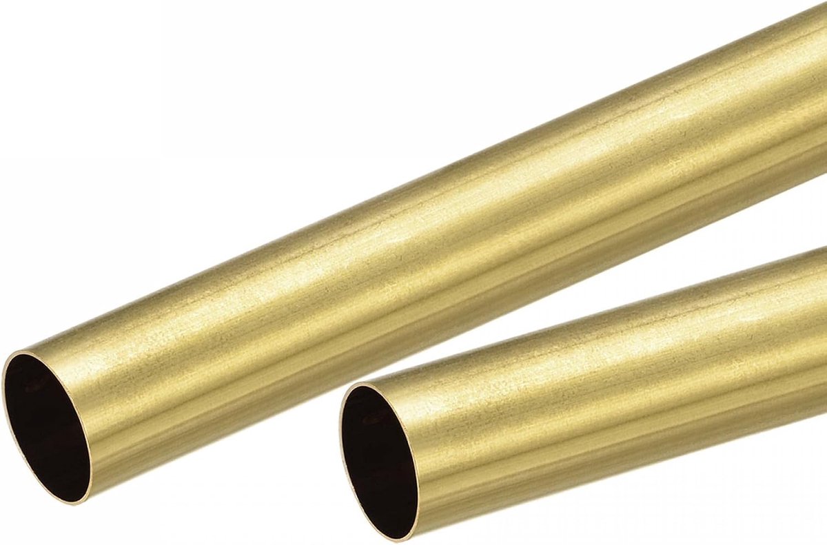 sourcing map 2 st. messing ronde buis 16 mm buitendiameter. 0,5 mm wanddikte 200 mm lengte buis