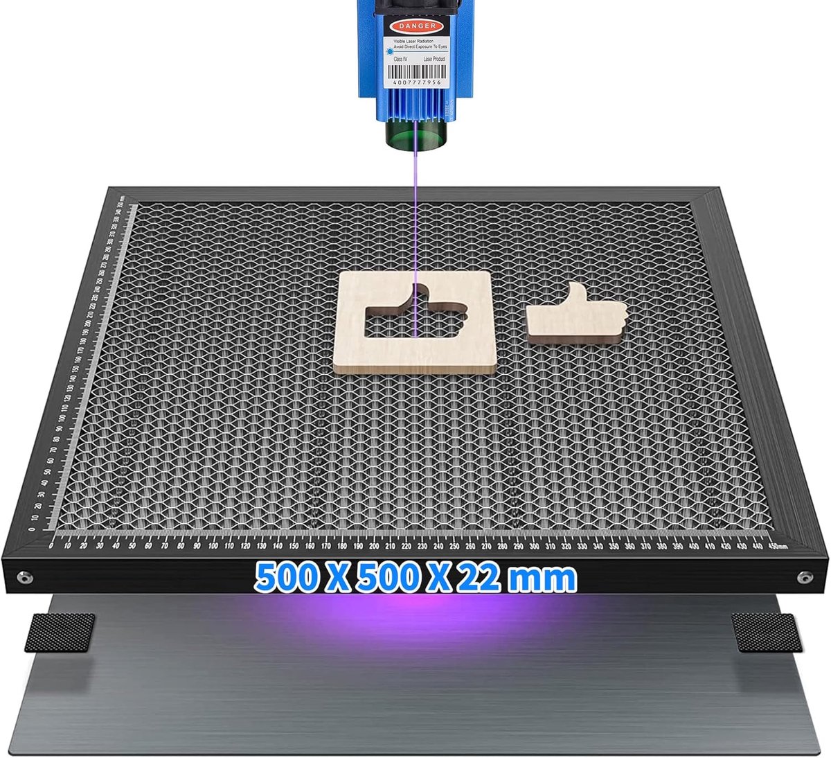 Laser Bed, Lasersnijmateriaal met aluminiumplaat, stalen Honeycomb tafel voor lasersnijden en graveren, laserrooster van graveeraccessoires (50 x 50 x 2,2 cm)