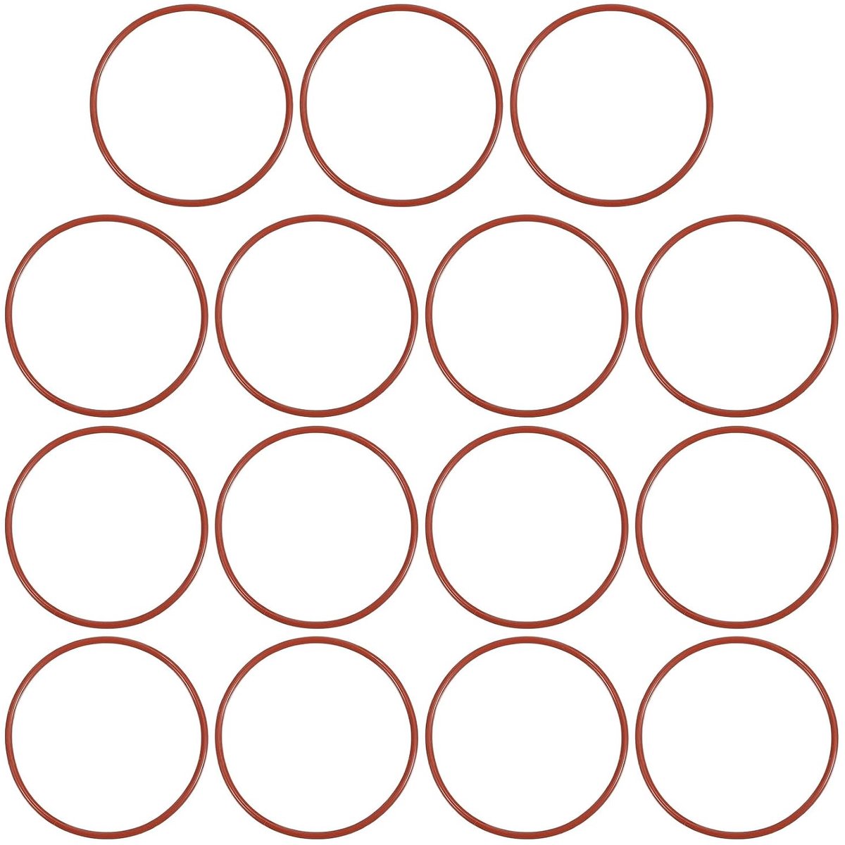 O-ring siliconen 54 mm OD 50 mm ID 2 mm breed, 15 stuks metrische afdichting, Vmq, vervanging voor reparatie van hydraulische compressorventielen, rood