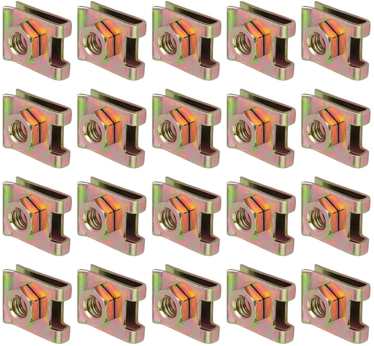 20 mm x 16 mm U-moer clip x 20 stuks verenstaal snelheid U-type bevestigingsmiddel voor industriële uitrusting bevestiging, [Past op M6 schroef, messington]