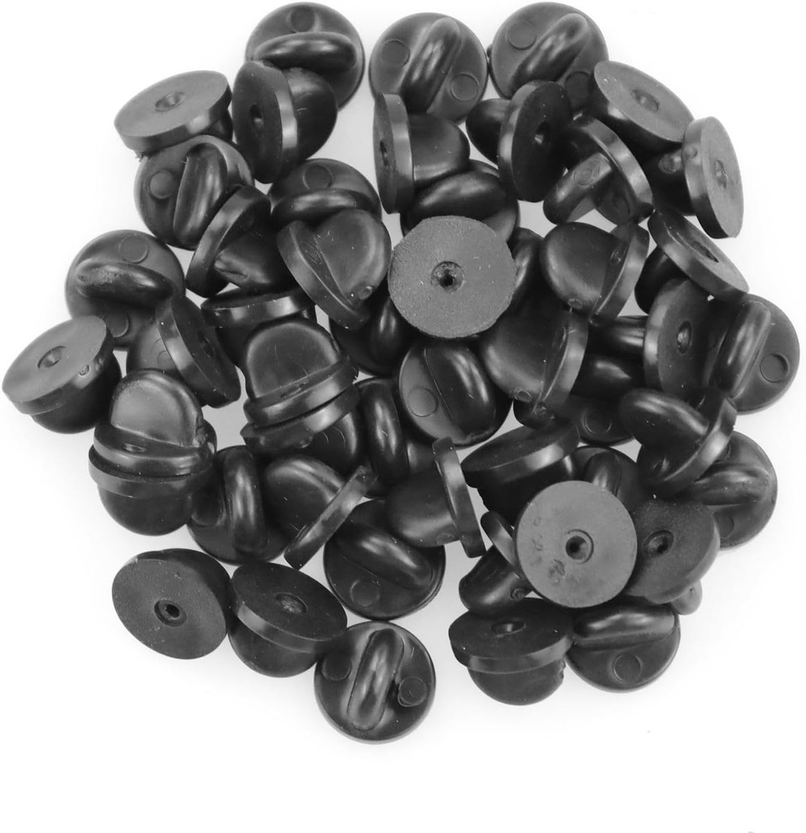 50 stuks vlindersluitingen rubberen pinnen sluiting voor reversspeldjes sieraden maken hoeden badges uniform (zwart 11,5 mm diameter)
