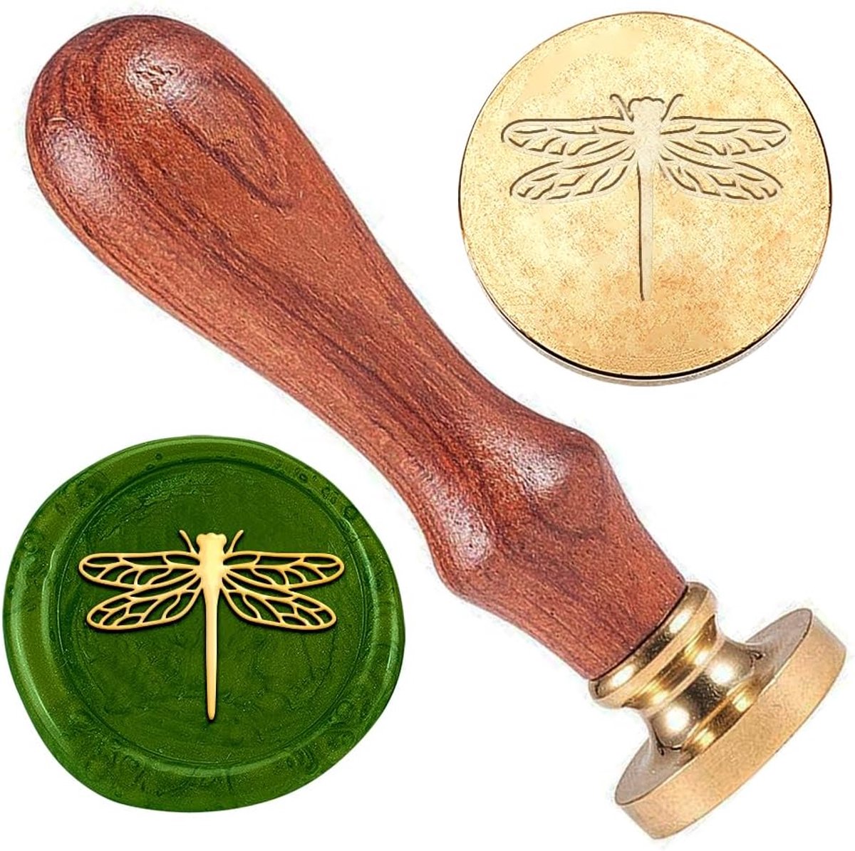 stempel Libelle 3D reliëf stempel verzegeling vintage elegant afneembaar messing zegel houten handvat bruiloft uitnodigingen enveloppen geschenkverpakking decoratie