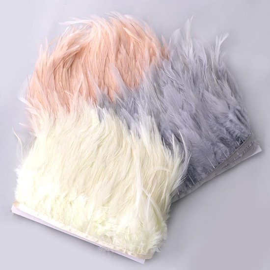 4 m veerkwasten kanten lint, 10-15 cm kippenveren, franjes lint, franjes band, veerkwasten, veerband, sierband, decoratief band voor doe-het-zelf handwerk, Halloween, carnaval, kostuumdecoratie, — afbeelding 5