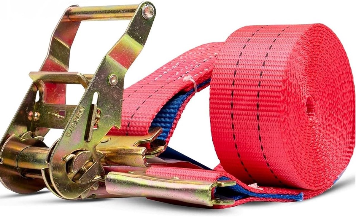 Spanbanden voor Combi Anker Rail met Ratsche | 5 Meter | tweedelig | Ratschengurt | 50mm | 2000kg | daN