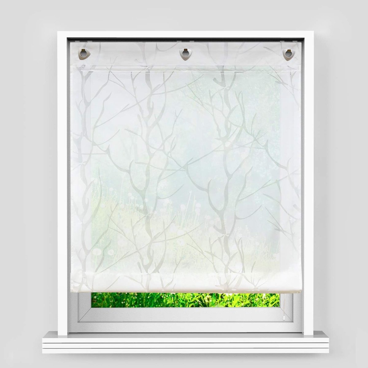 Voile ogen vouwgordijn gordijn gordijn met haken uitbrander vouwgordijn zonder boren uitbrander design > boommast < vouwgordijn in keuken rolgordijnen gordijn met zijdelingse koorden wit H x B 140 x 80 cm
