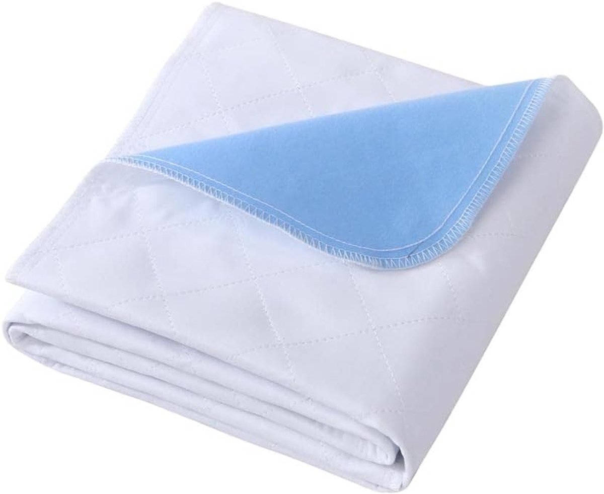 wasbaar, 86 × 132 cm, absorptievlies, matrasoplegger, waterdicht en wasbaar, blauw-wit