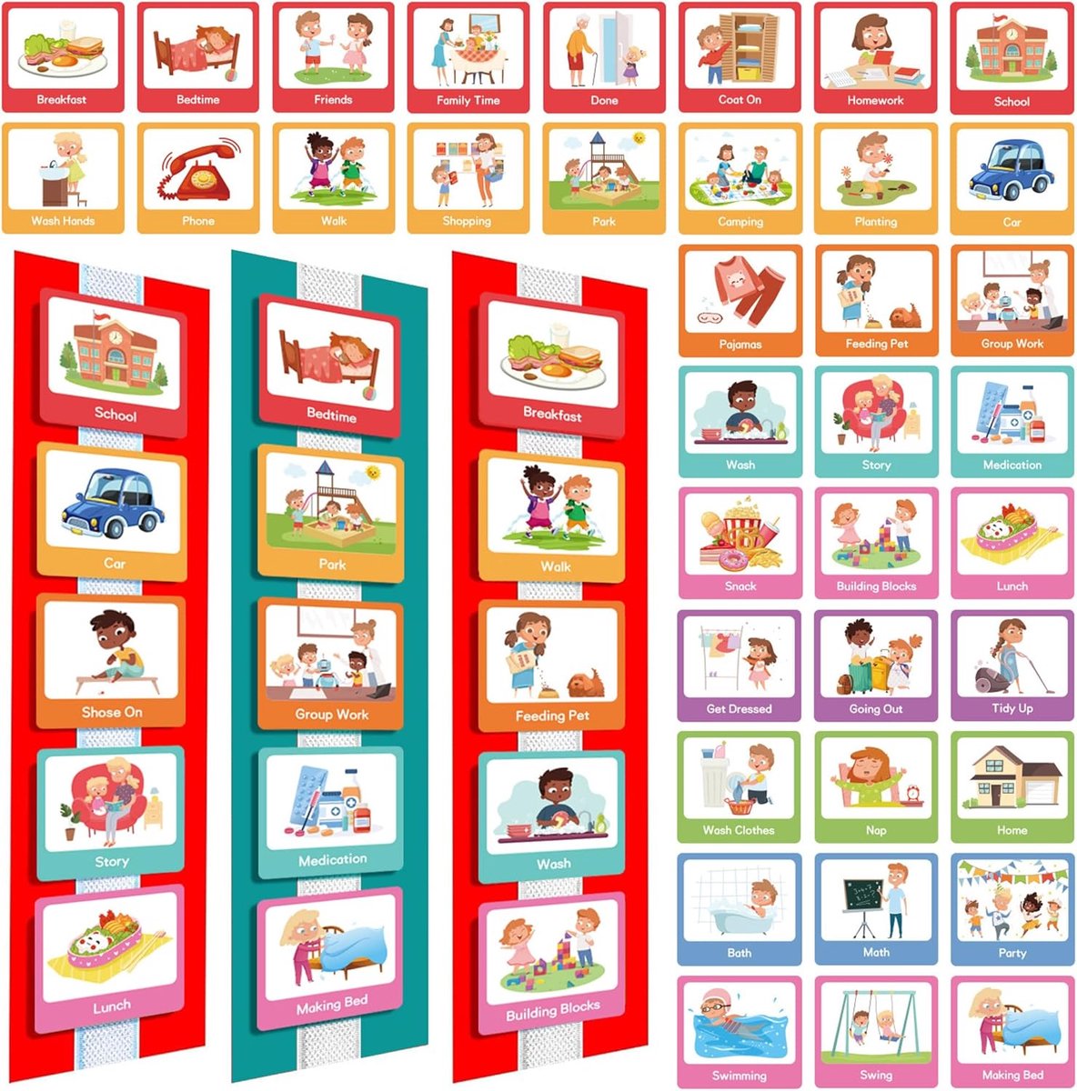 Tijdschema Kinderen Dagelijkse Routine Chart, Autisme Leren Hulpmiddelen, Leren Hulpmiddelen voor ADHD, Autisme, Chore Chart voor kinderen, Kalender Pocket Chart