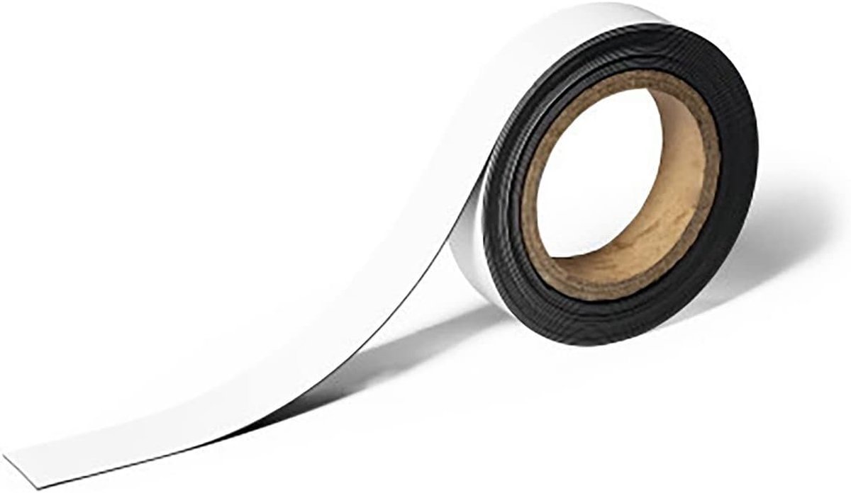 170802 magnetische markeringstape, 5m x 30mm, kan op elke gewenste maat worden gesneden, wit, met een lengte van 5m x 30mm.