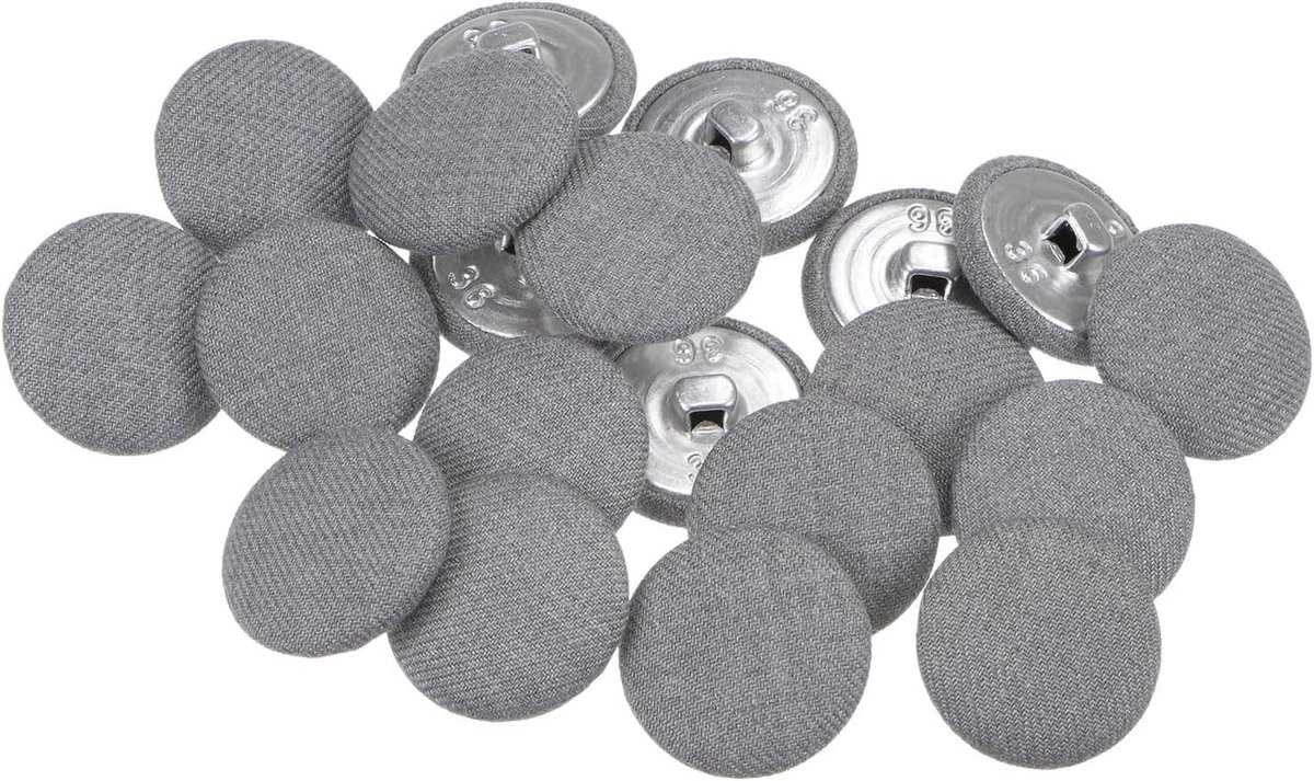 Knopen met stoffen bekleding, 23 mm, ronde metalen schacht, ogen, stoffen knopen bekleed met stof, vintage oogknopen voor pakken, jurken, blouses, knutselen, doe-het-zelf, grijs