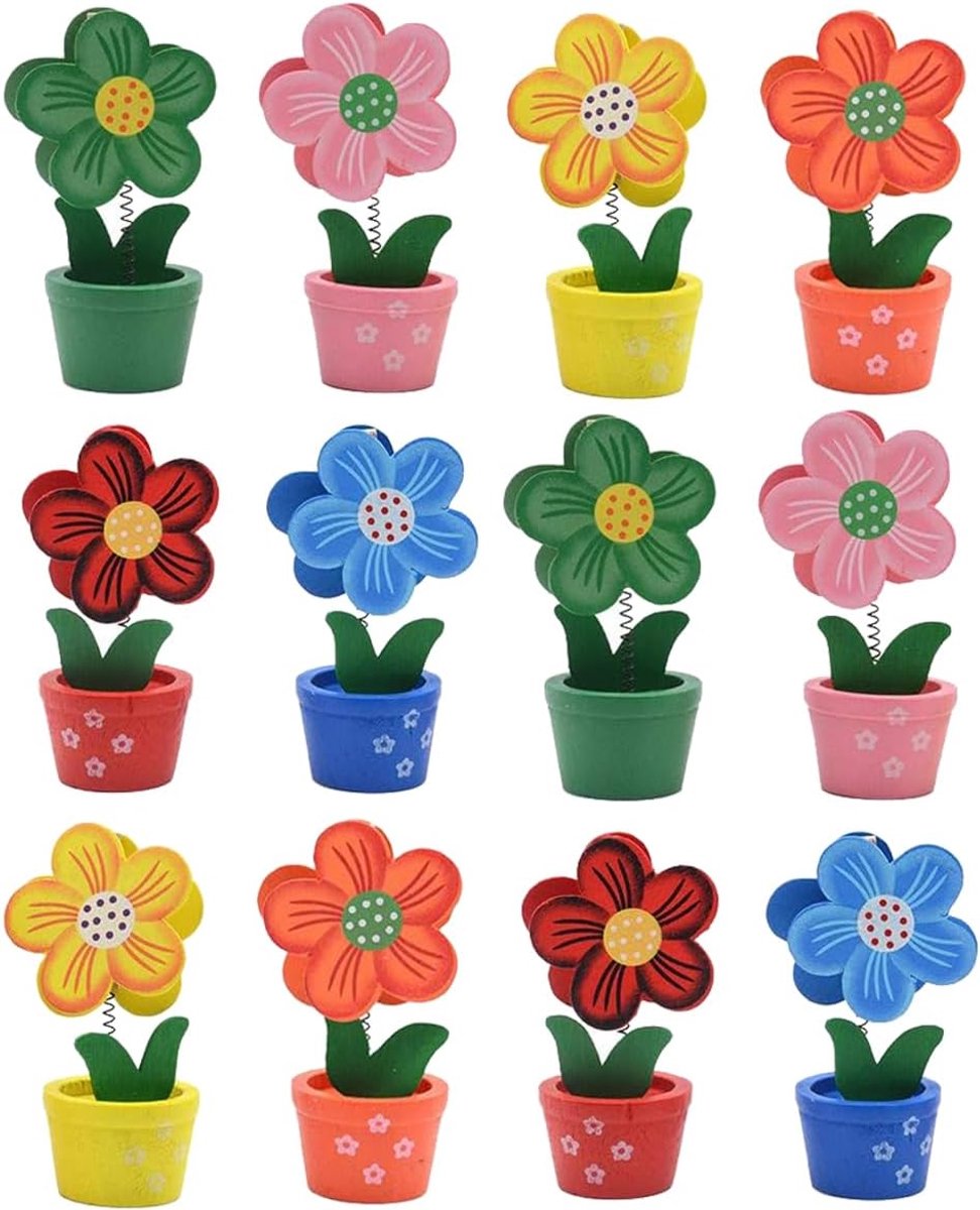 whatUneed Creatieve houten voet fotohouder - moderne veelkleurige tafelblad fotocliphouder (12 stuks)
