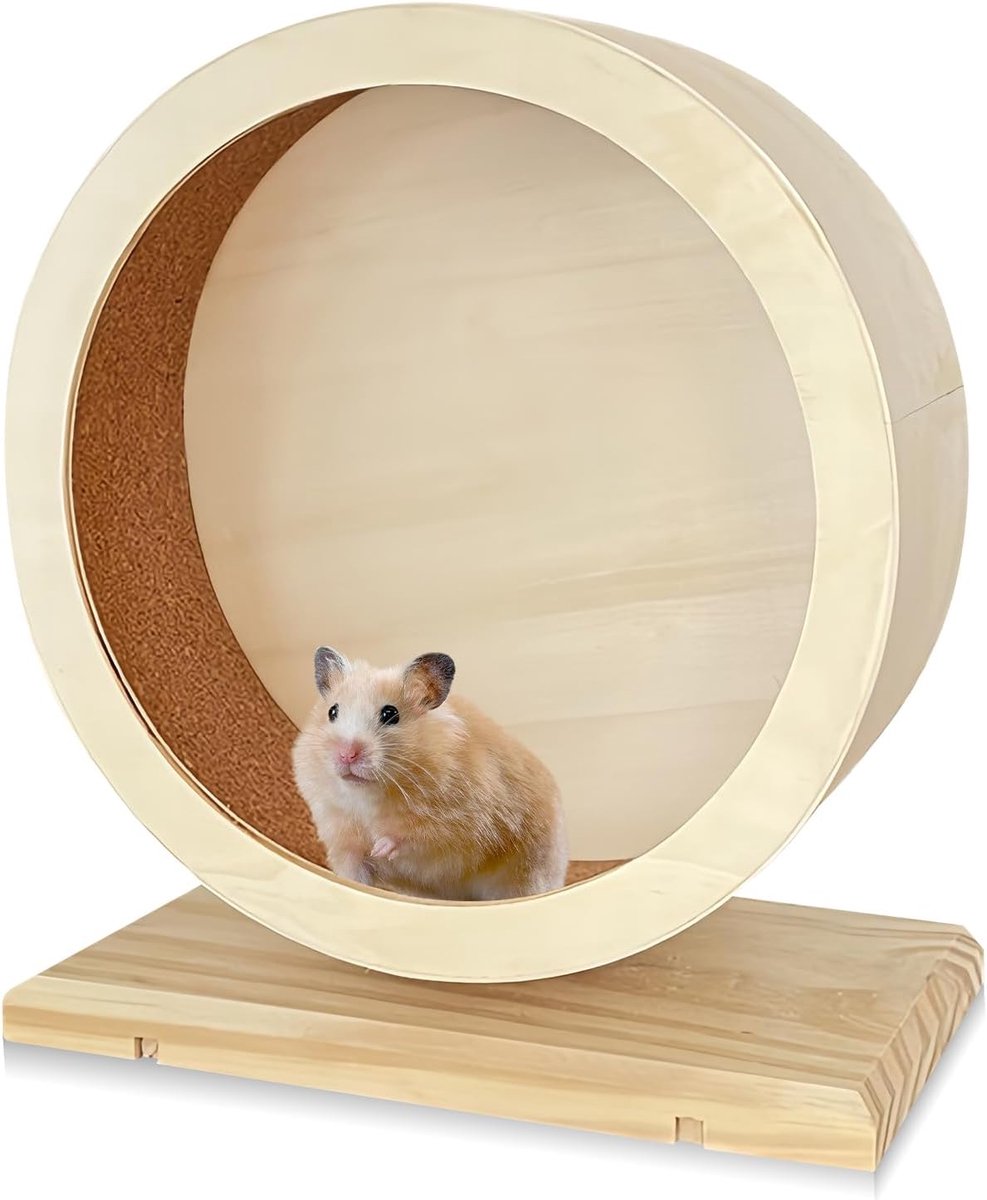 Hamsterwiel van hout voor kleine huisdieren: WIYETY stille hamsterfiets, geluidsarme hamsterwiel voor rust en beweging, Bogie Wheel voor andere kleine huisdieren (S, Φ / 15 cm)
