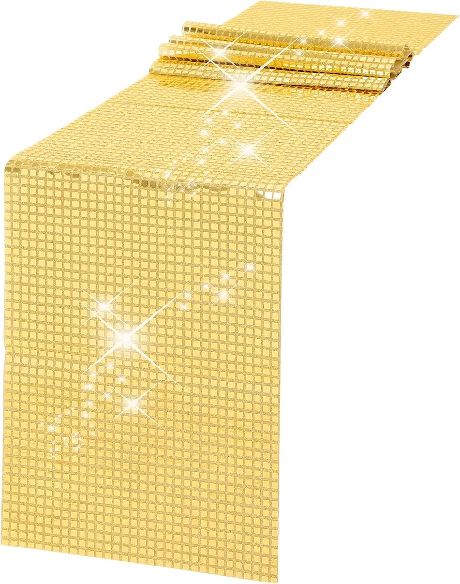 Disco Party Tafelloper Spiegel Gouden Tafelloper Retro 70s 80s Thema Disco Bal Party Tafeldecoraties Verjaardag Bachelorette Dans Party Benodigdheden (30 x 180, Champagne Goud)