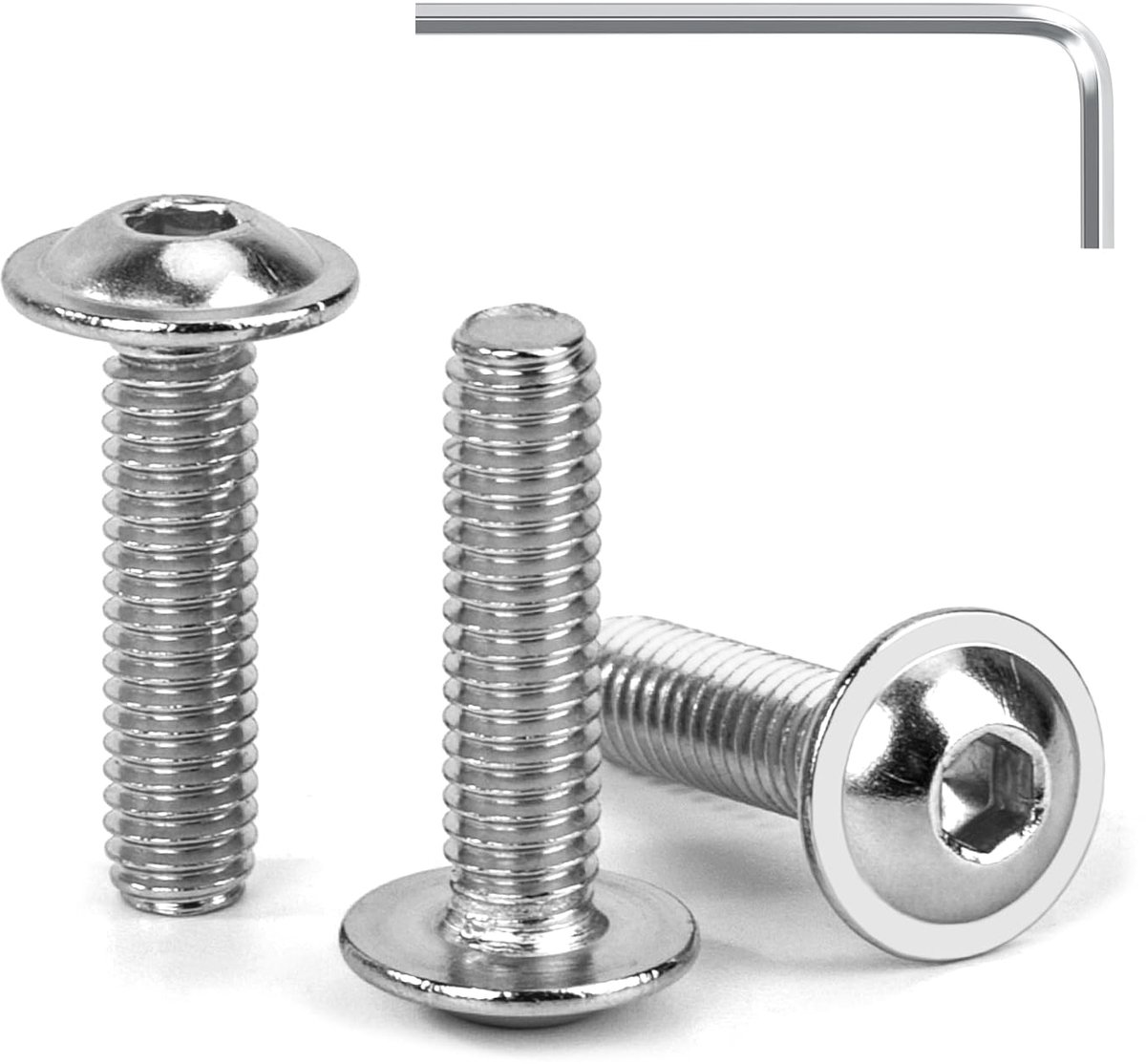 Poolkopschroeven met flens M4 x 16 mm inbusschroeven van roestvrij staal A2 V2A zeskantbouten met inbussleutel volledige schroefdraad 30 stuks