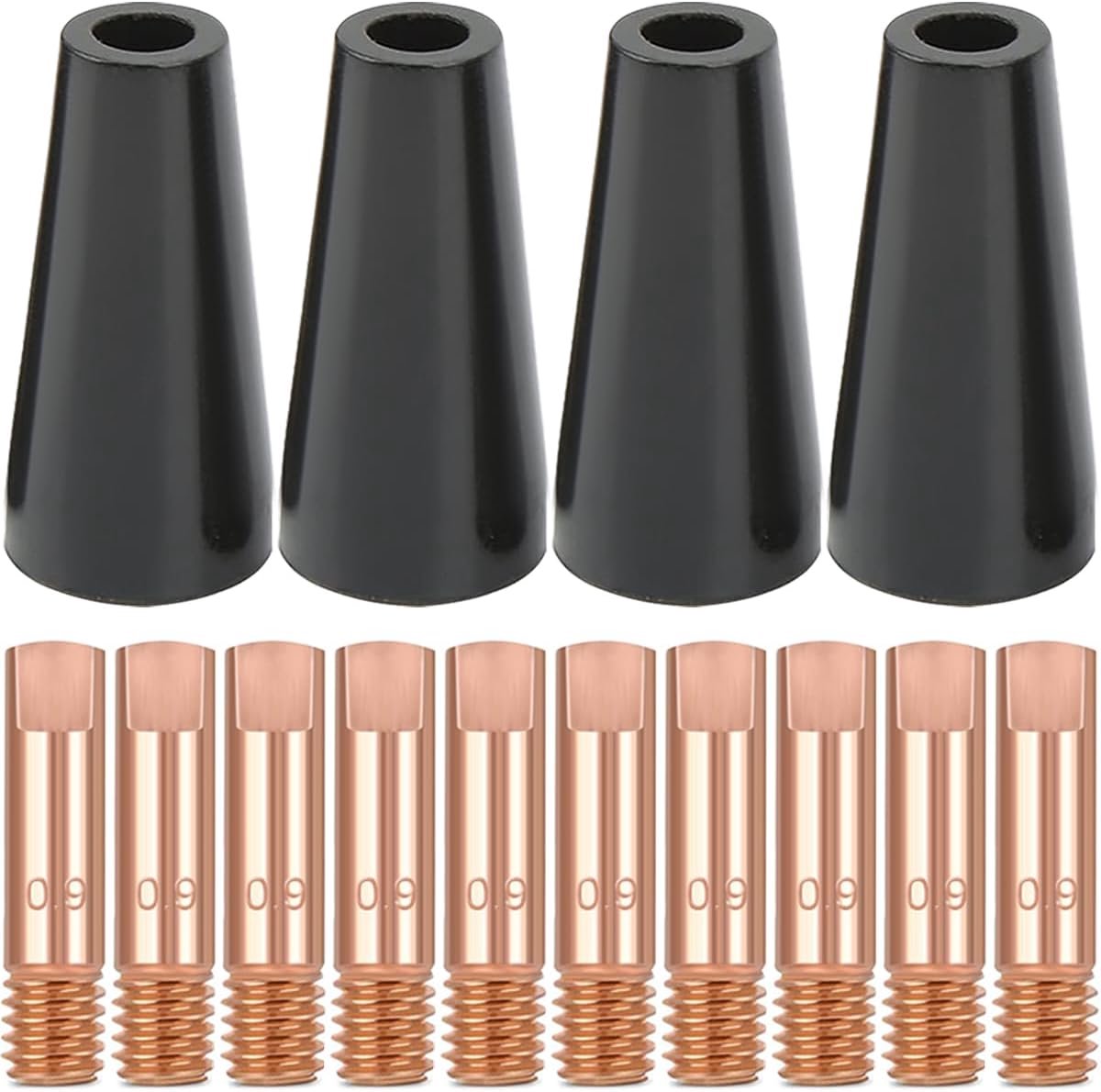14AK 15AK Flux Core Gasless Nozzle Tips Kit, MIG Welding Contact Tip 0.9mm 0.035'' M6, Welding Torch consumables for MIG MAG 15AK 14AK MB15 MB14 Welder Accessories (14Pcs)