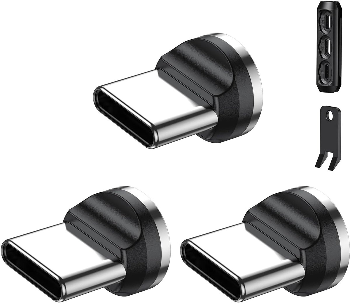 9-pins type C snelladende magneetadapter - 3 stuks - magnetische stekker - snel opladen en stofbescherming - SnelShoppen