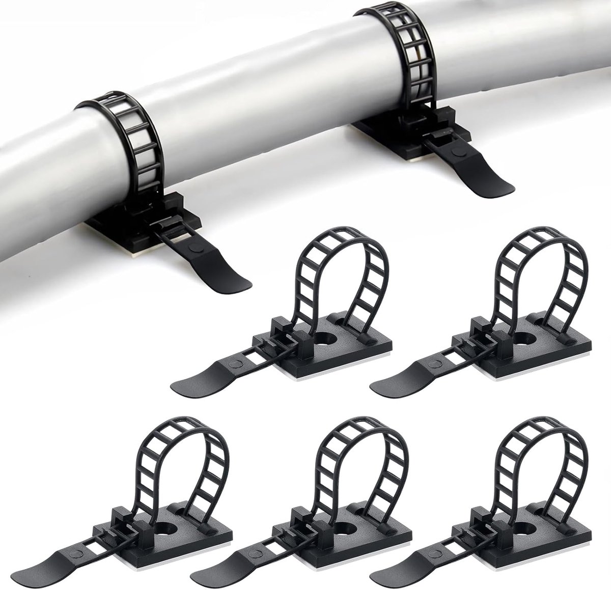 Kabelclips 100 Stuks - Verstelbaar - Zelfklevend Zwart - Houdt kabels georganiseerd - SnelShoppen
