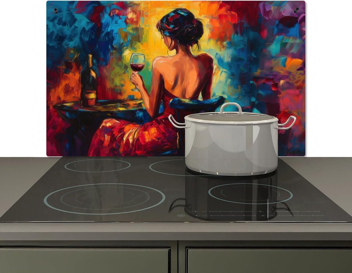 SnelShoppen - Keuken Splash Guard 51.5x83cm - Aluminium Achterwand Bescherming - Hittebestendig - Vrouwelijk Design - Kleurrijk voor Keuken en Koken